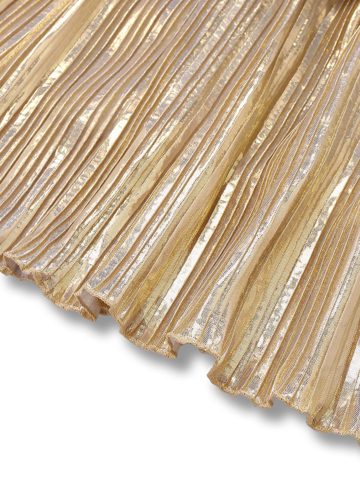 Gold 1930s Metallic Tiered Spaghetti Strap Dress - Image 5