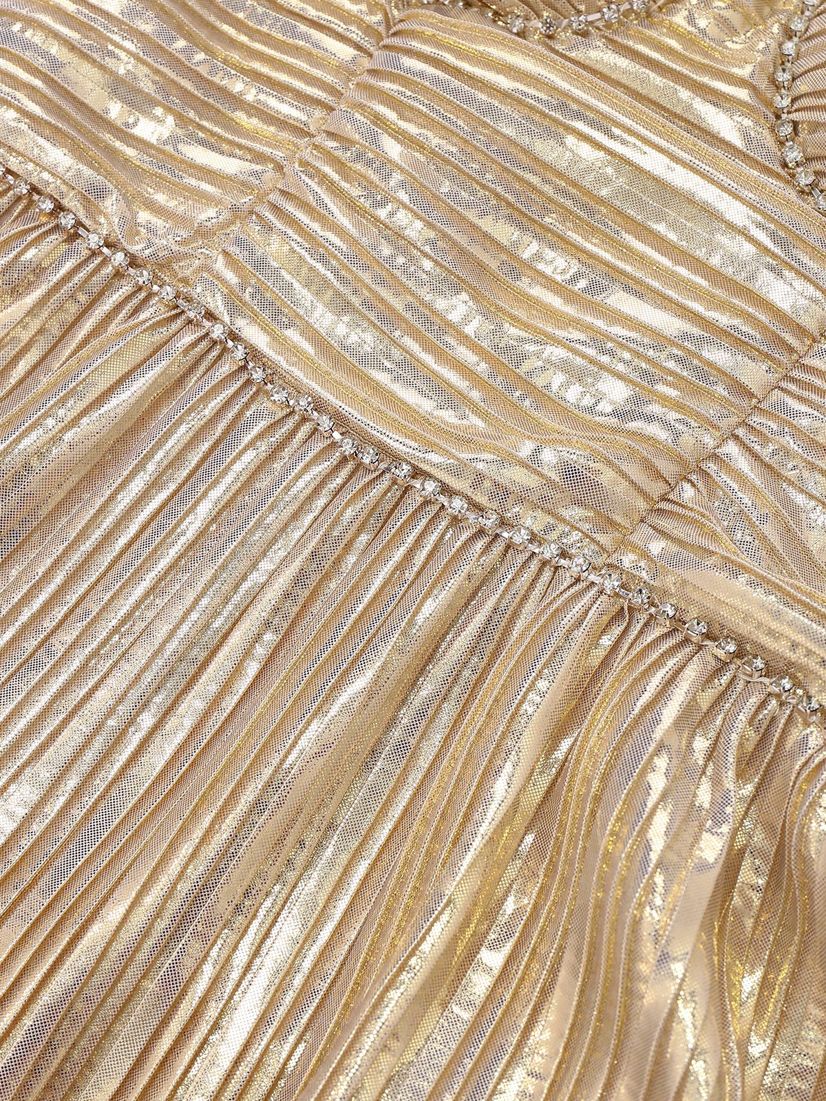 Gold 1930s Metallic Tiered Spaghetti Strap Dress - Image 6