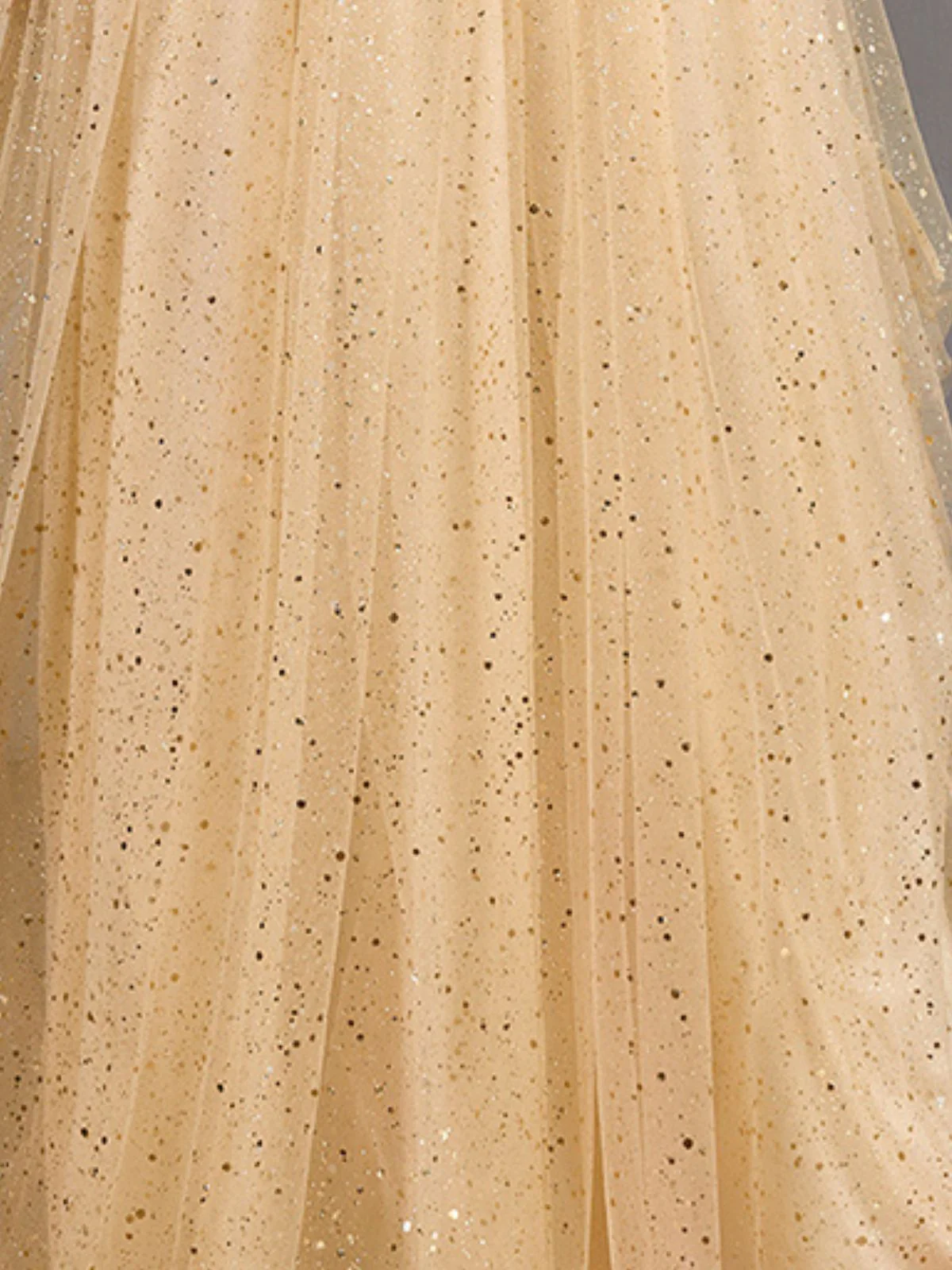Gold 1930s Sequined V-Neck Mesh Spaghetti Strap Dress - Image 5