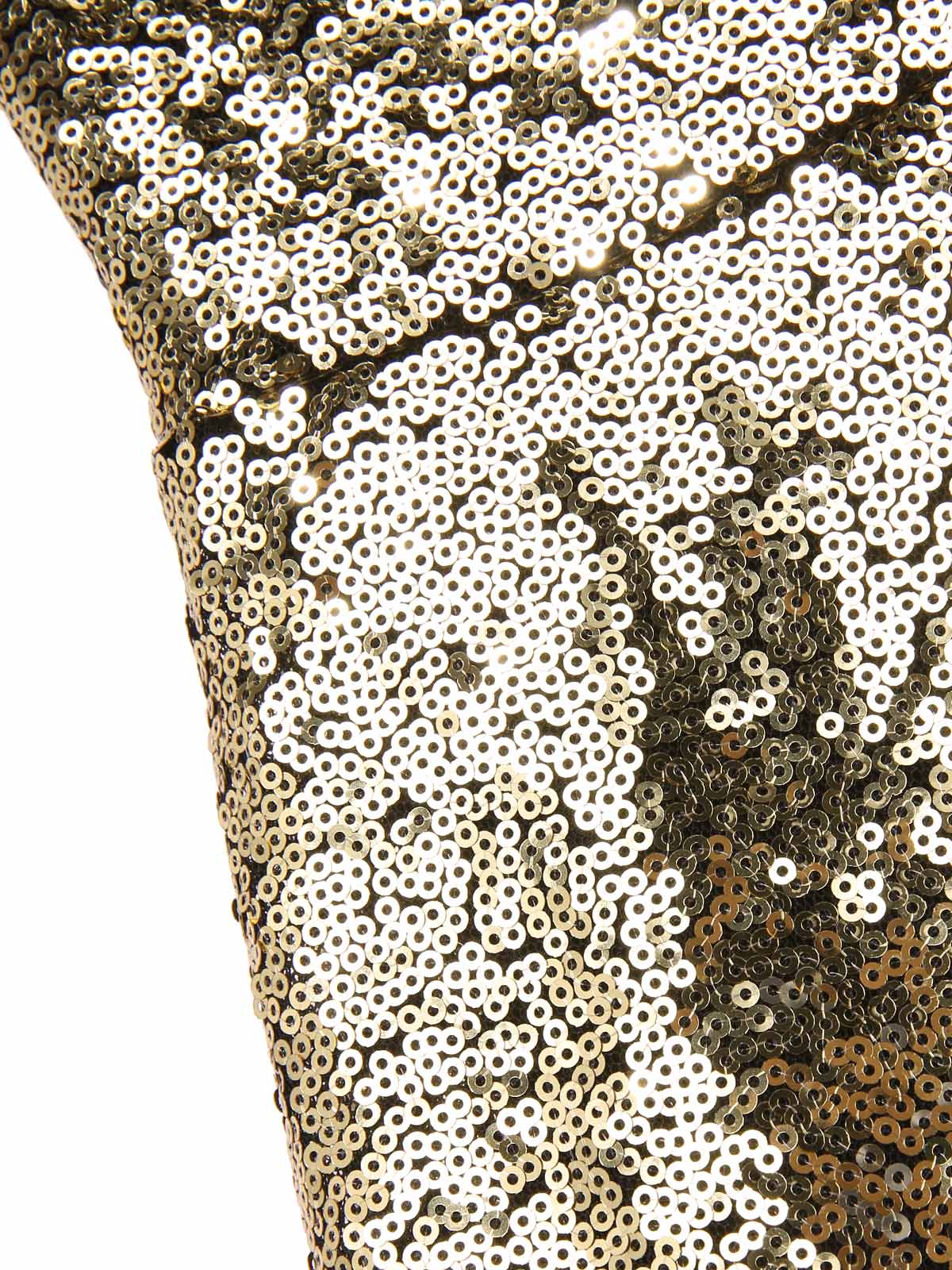 Gold 1950s Off-Shoulder Sequined Swing Dress - Image 8