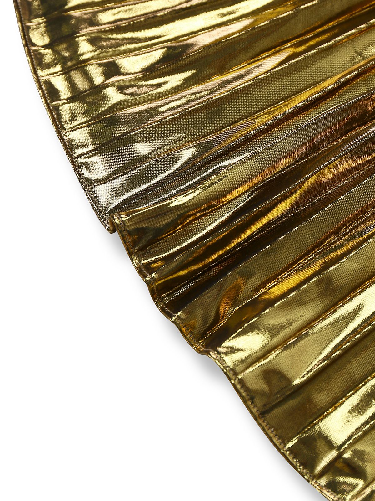 Gold 1960s Metallic Pleated Cutout Party Strap Dress - Image 8