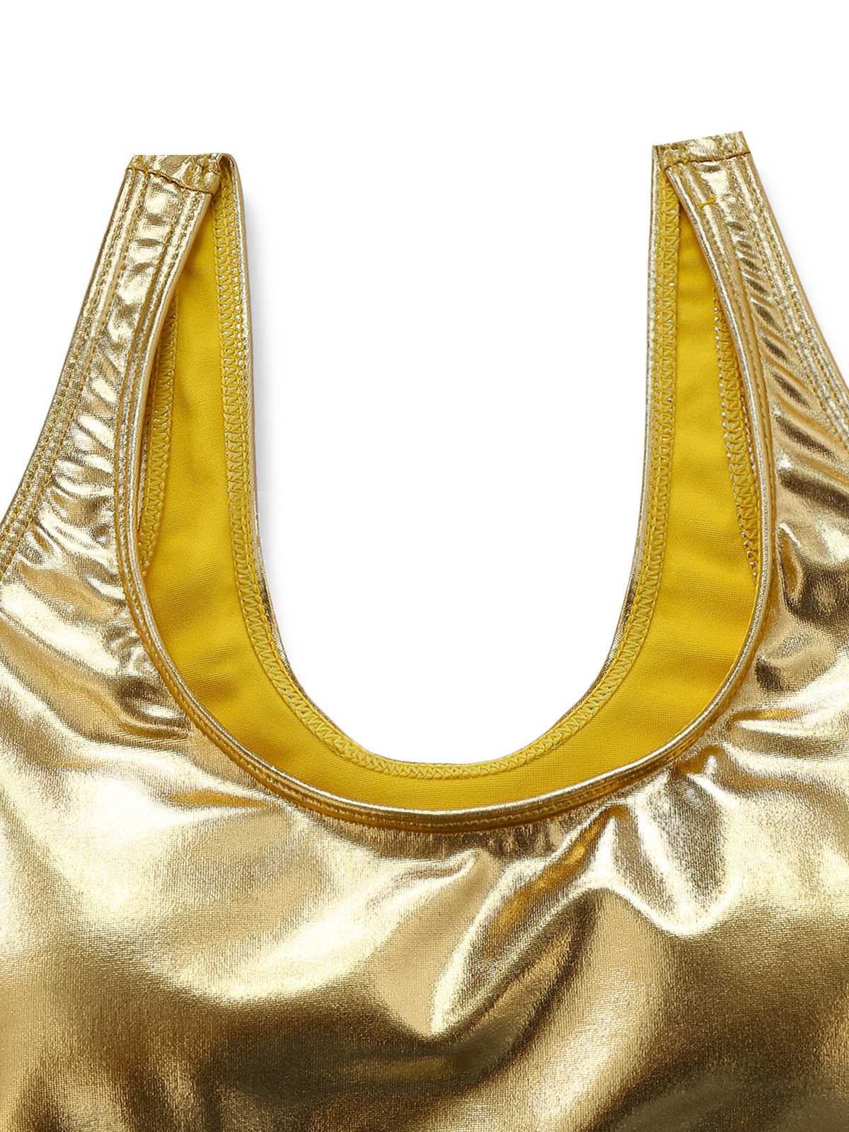 Gold 1970s Metallic High-Waist Bikini Set - Image 4