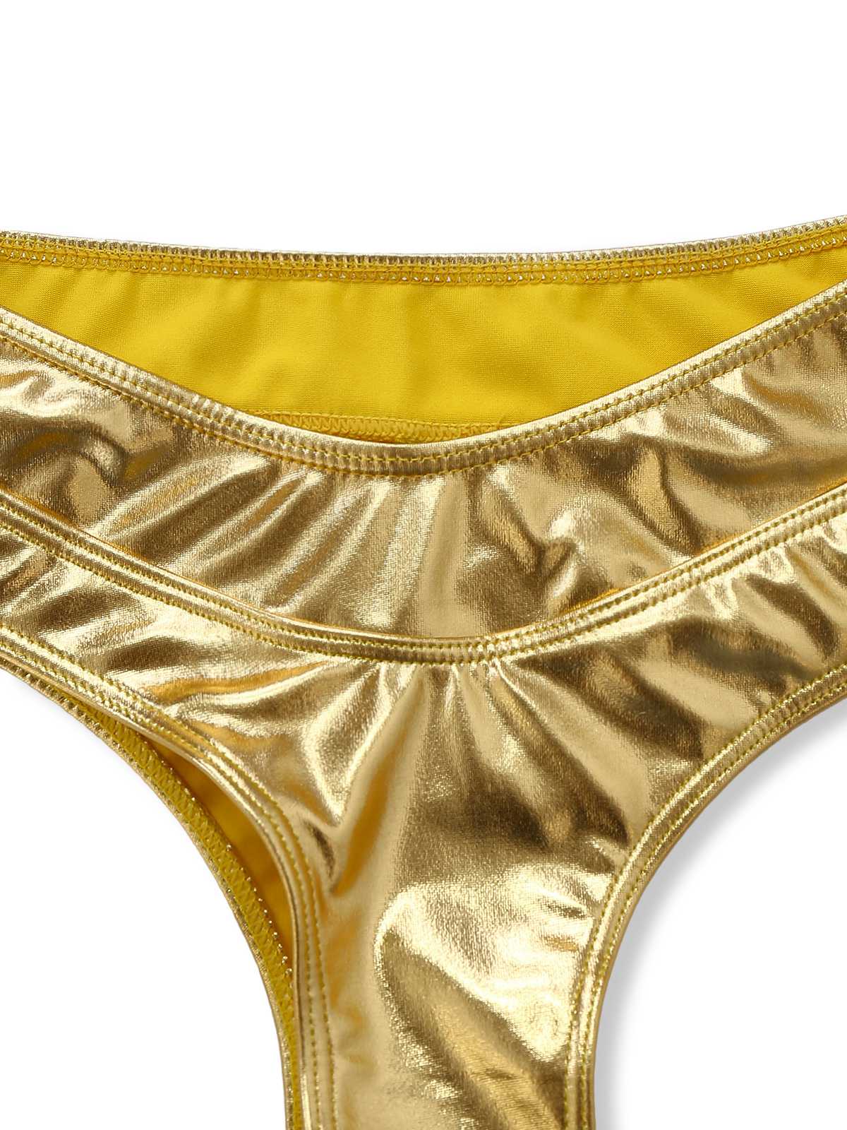 Gold 1970s Metallic High-Waist Bikini Set - Image 5