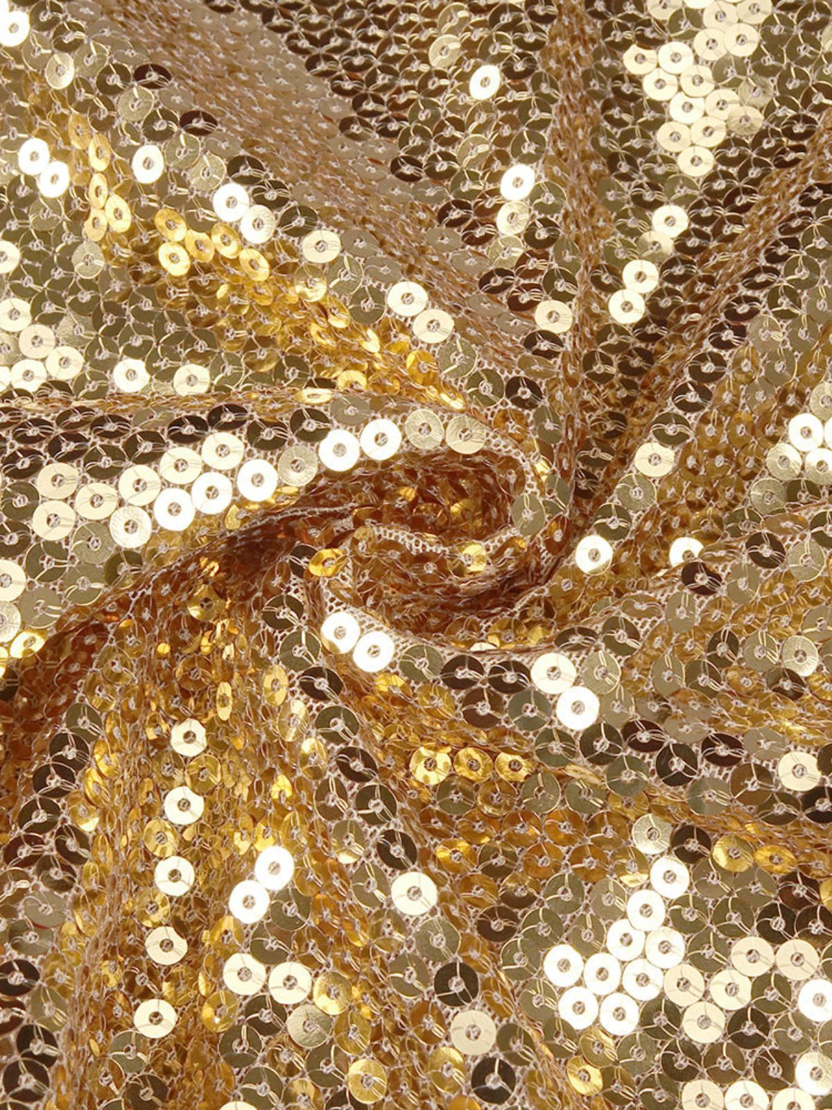 Gold 1970s Solid Sequined Mini Party Dress - Image 6
