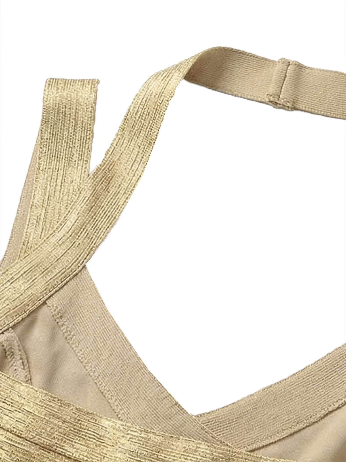 Gold 1980s Halter Metallic Bodycon Bandage Dress - Image 3