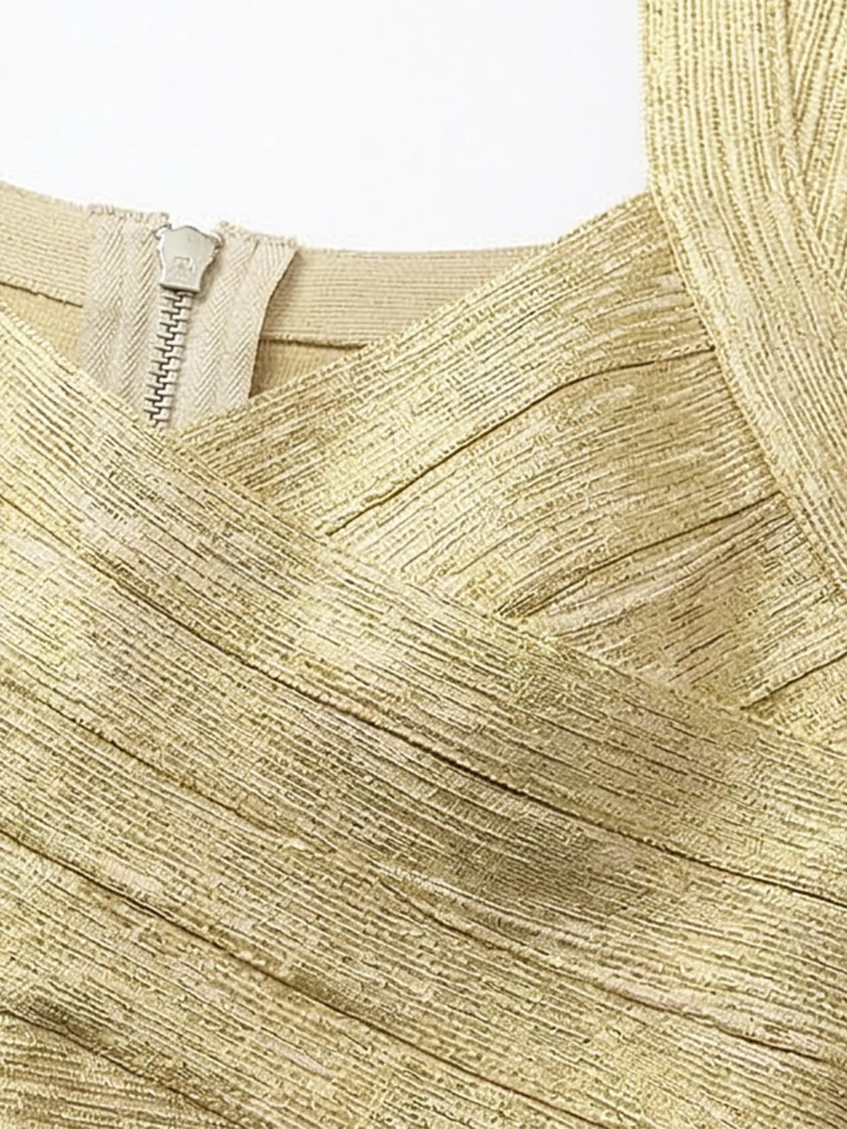 Gold 1980s Halter Metallic Bodycon Bandage Dress - Image 4
