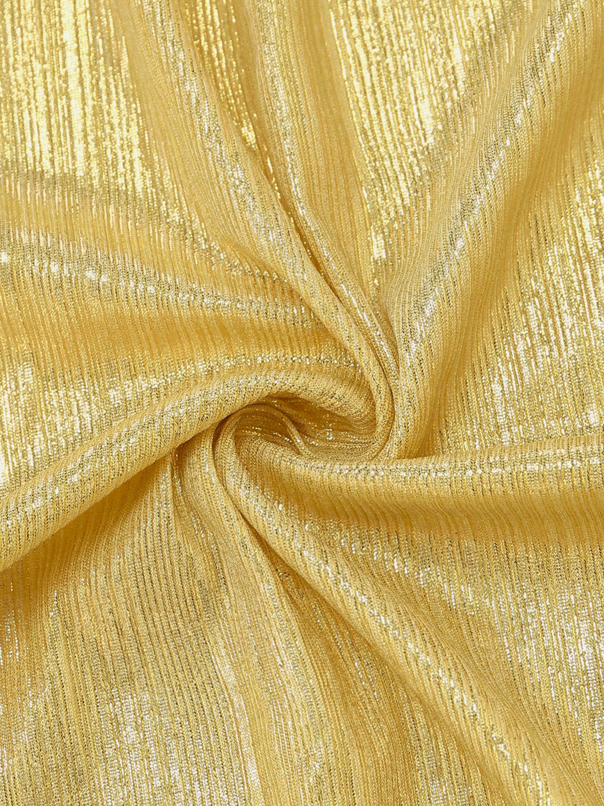 Gold 1980s Metallic Wrap Bow Detail Cover Up - Image 4