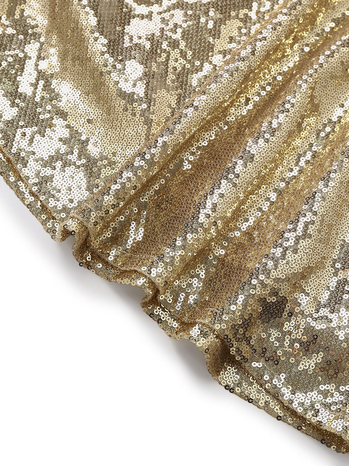 Gold 1980s Off-Shoulder Sequin Party Dress - Image 6