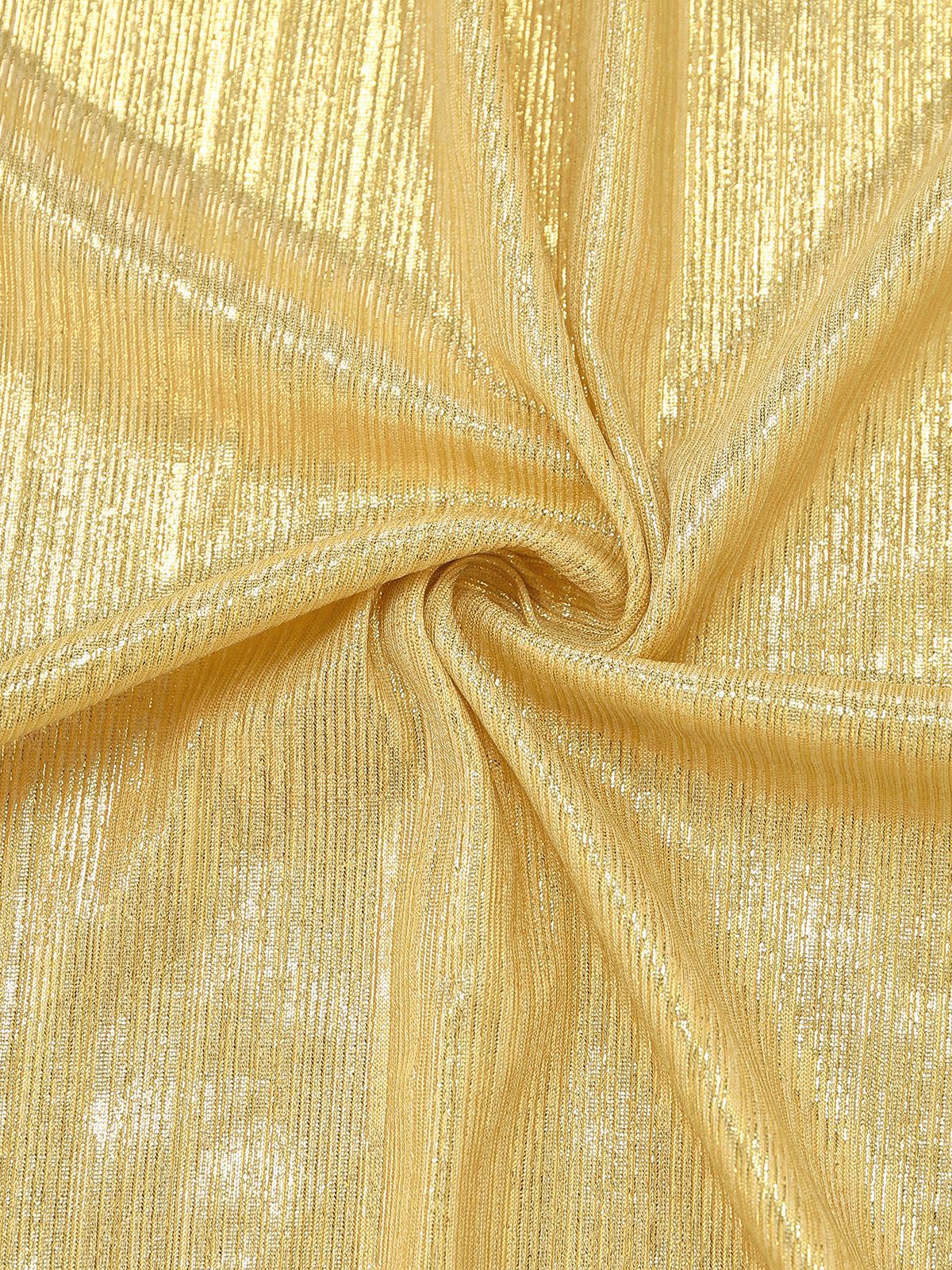 Gold 1980s Ruched One-Piece Swimsuit & Cover Up - Image 8