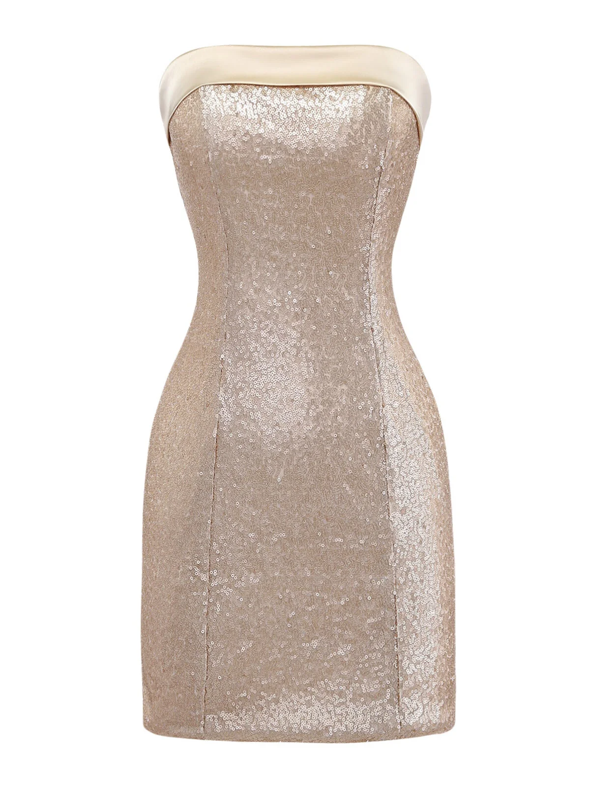 Gold 1980s Strapless Sequin Bodycon Dress - Image 2
