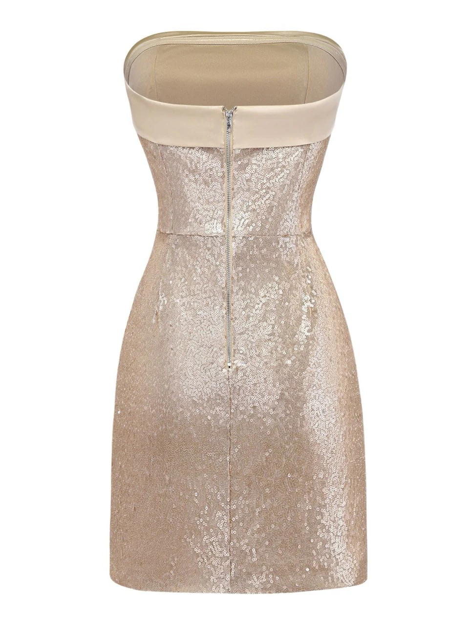 Gold 1980s Strapless Sequin Bodycon Dress - Image 3