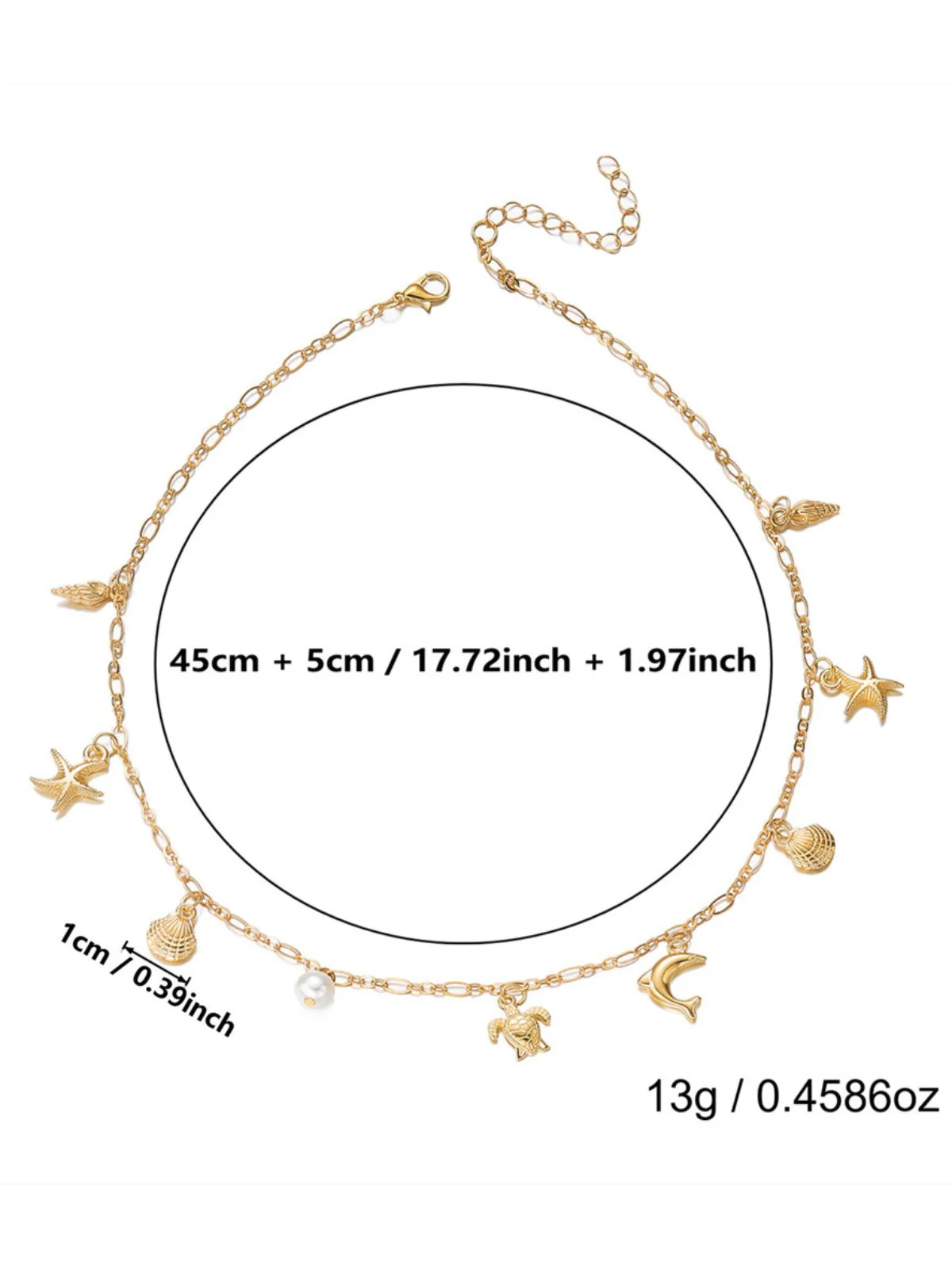 Gold Bohemian Shell Starfish Pearl Layered Necklace - Image 4