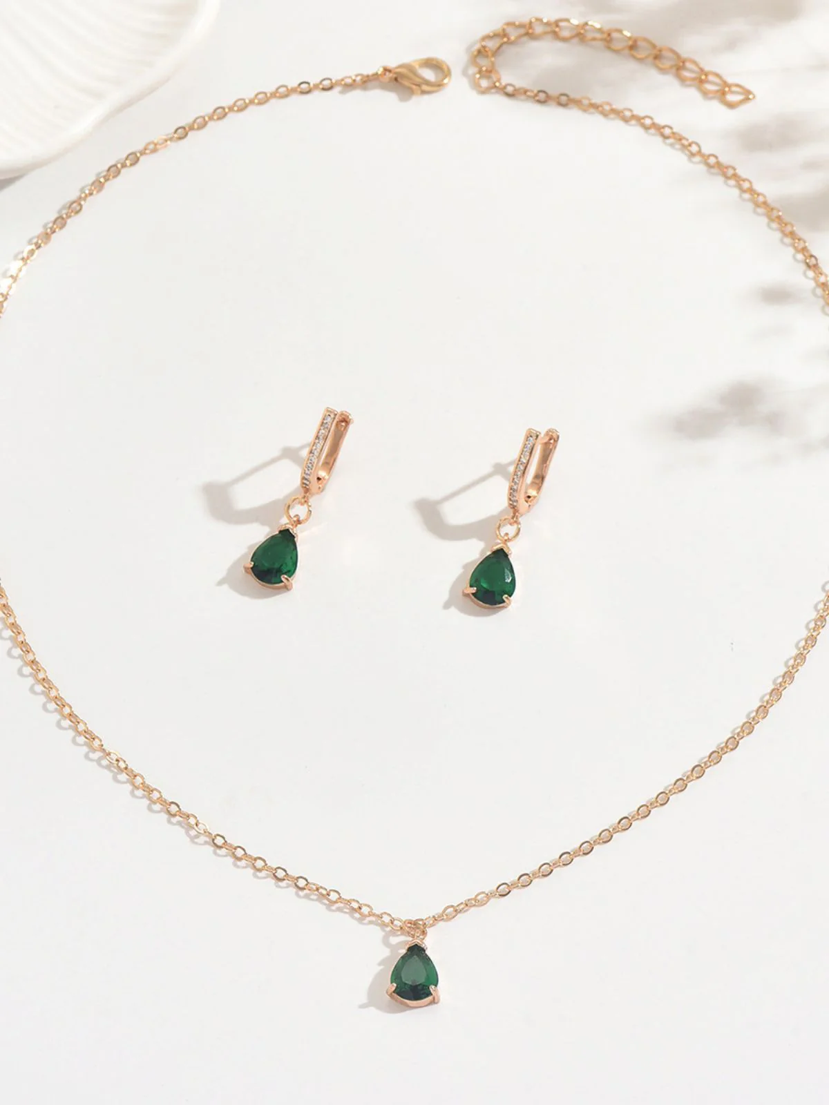 Gold Drop Earrings & Necklace Set - Image 10
