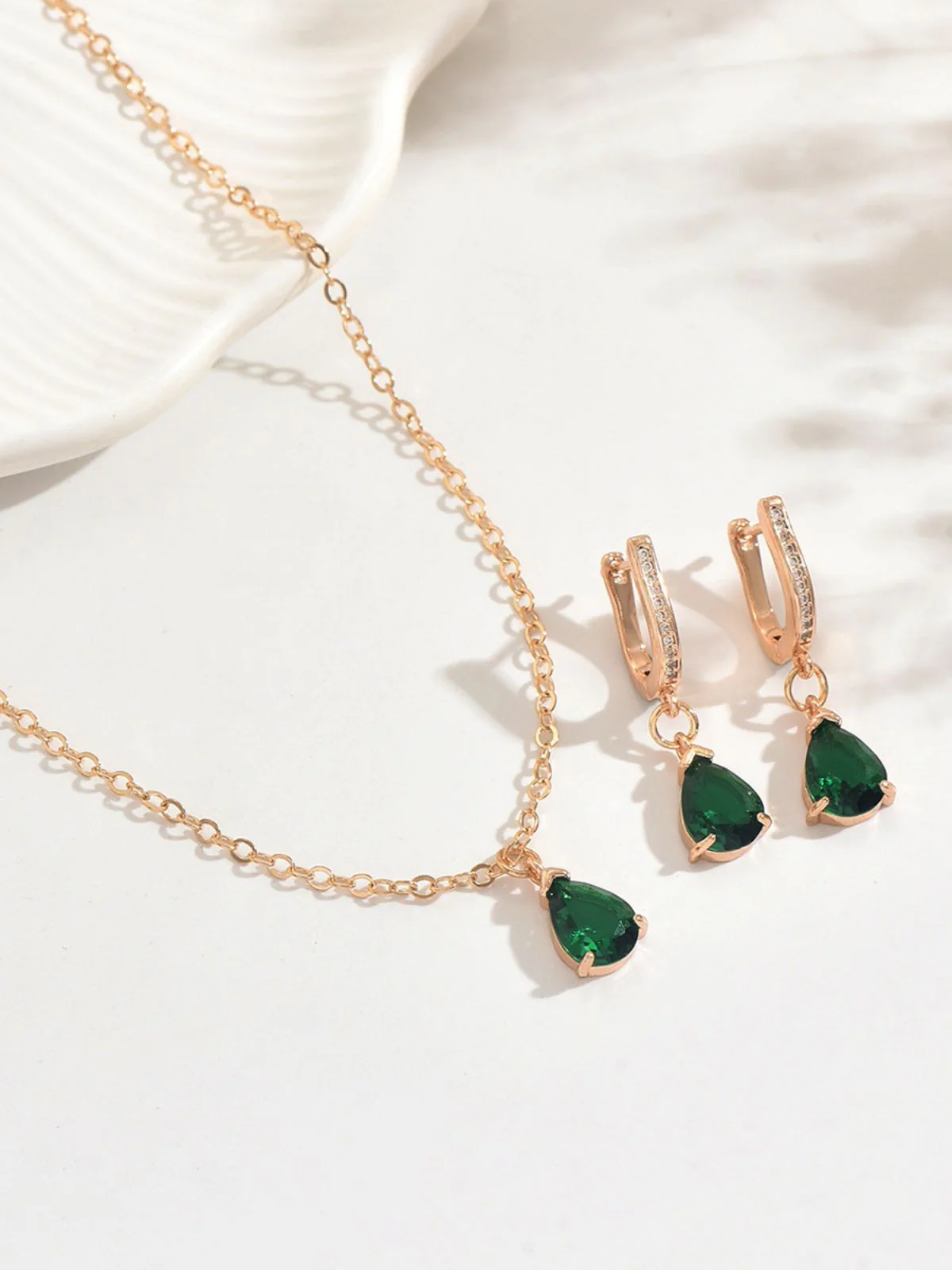 Gold Drop Earrings & Necklace Set - Image 11
