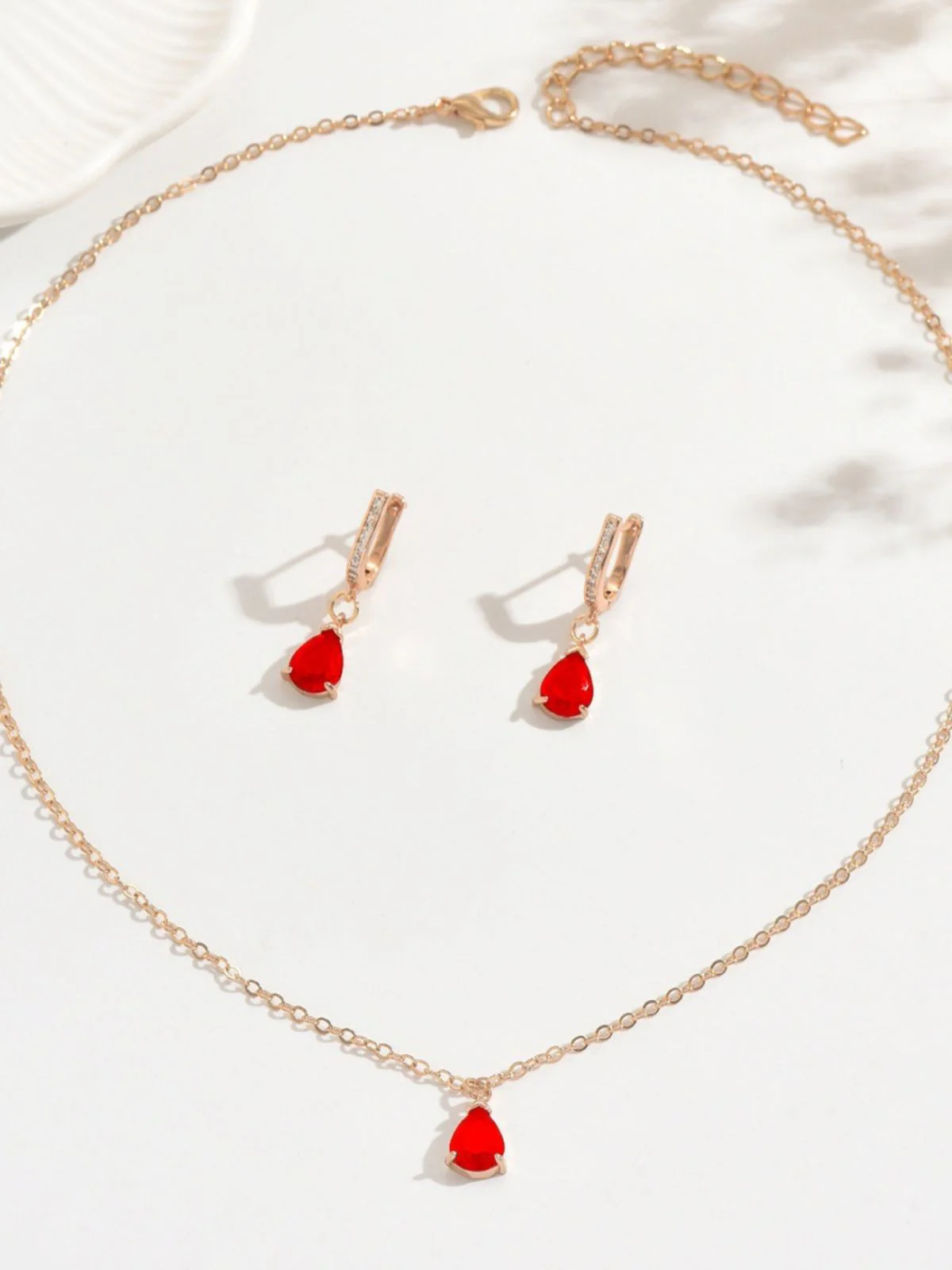 Gold Drop Earrings & Necklace Set - Image 4