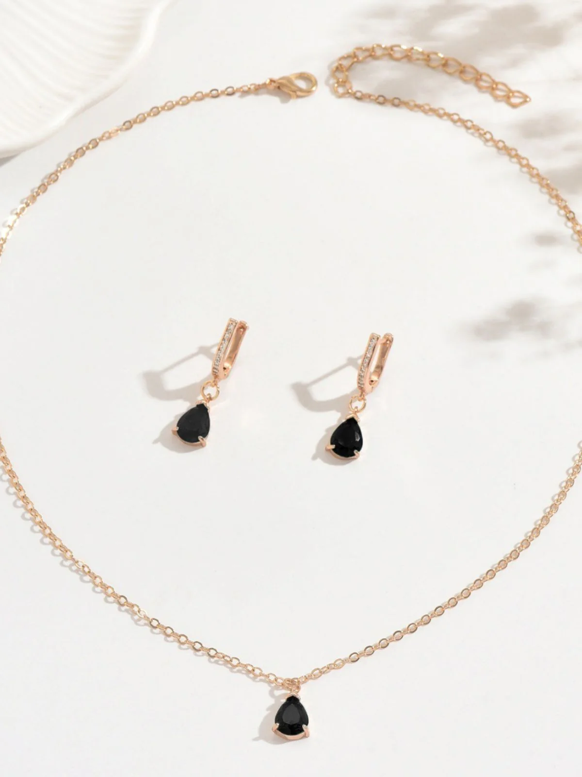 Gold Drop Earrings & Necklace Set - Image 7