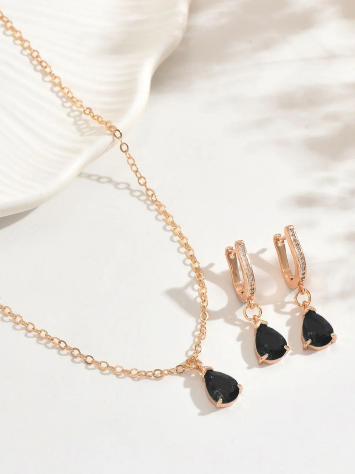 Gold Drop Earrings & Necklace Set - Image 8