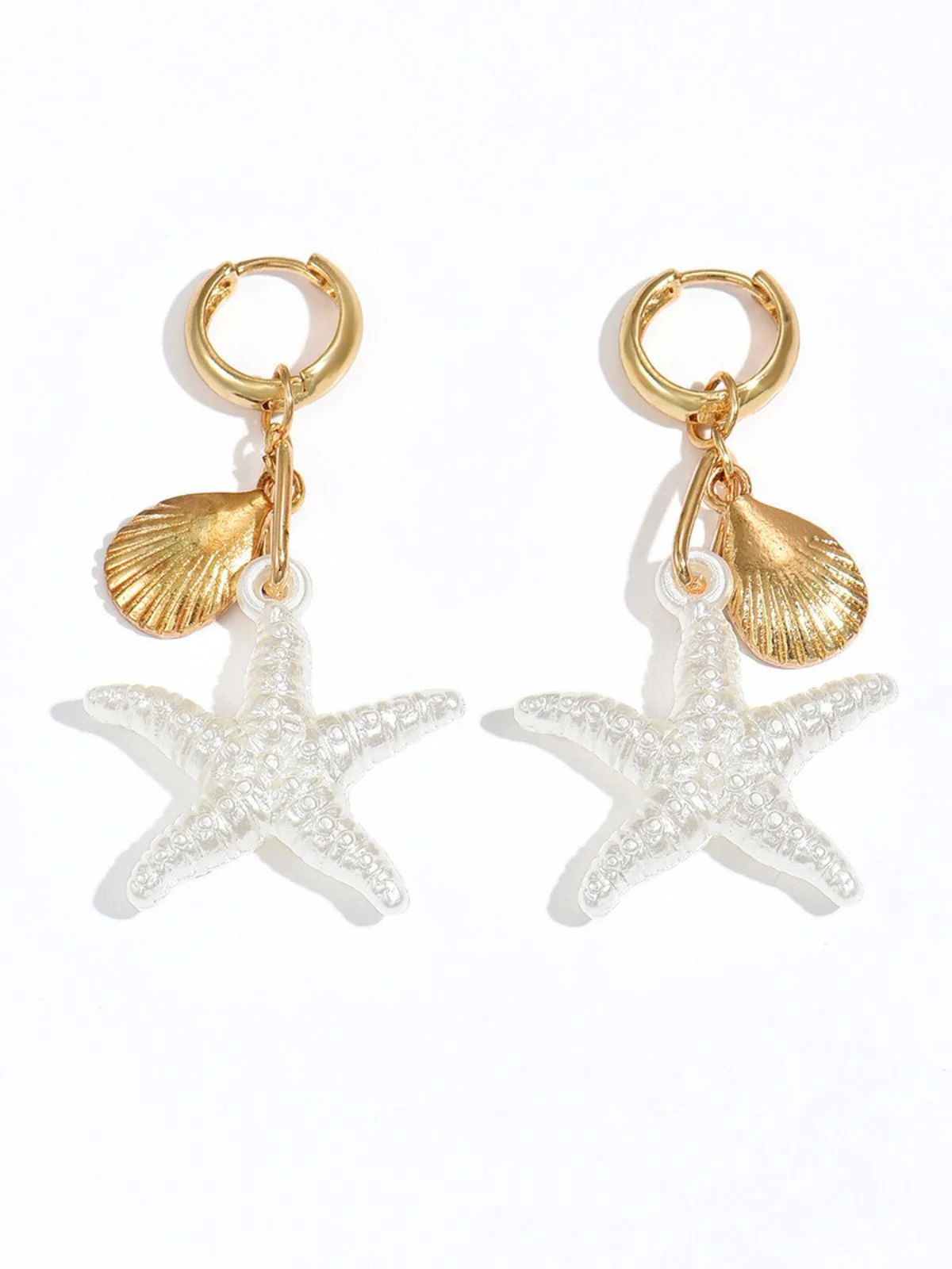 Gold Vacation Style Starfish Earrings - Image 2
