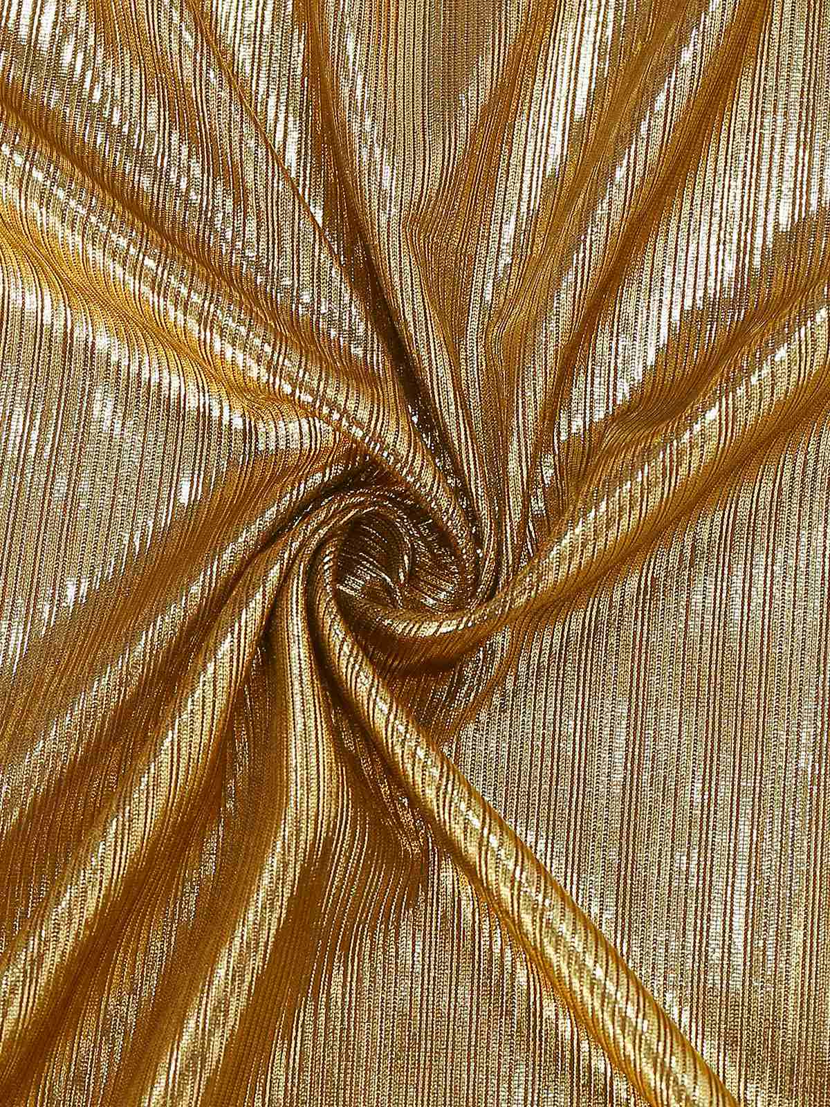 Gold Foil 1970s Batwing Sleeve Waist Ruched Dress - Image 6