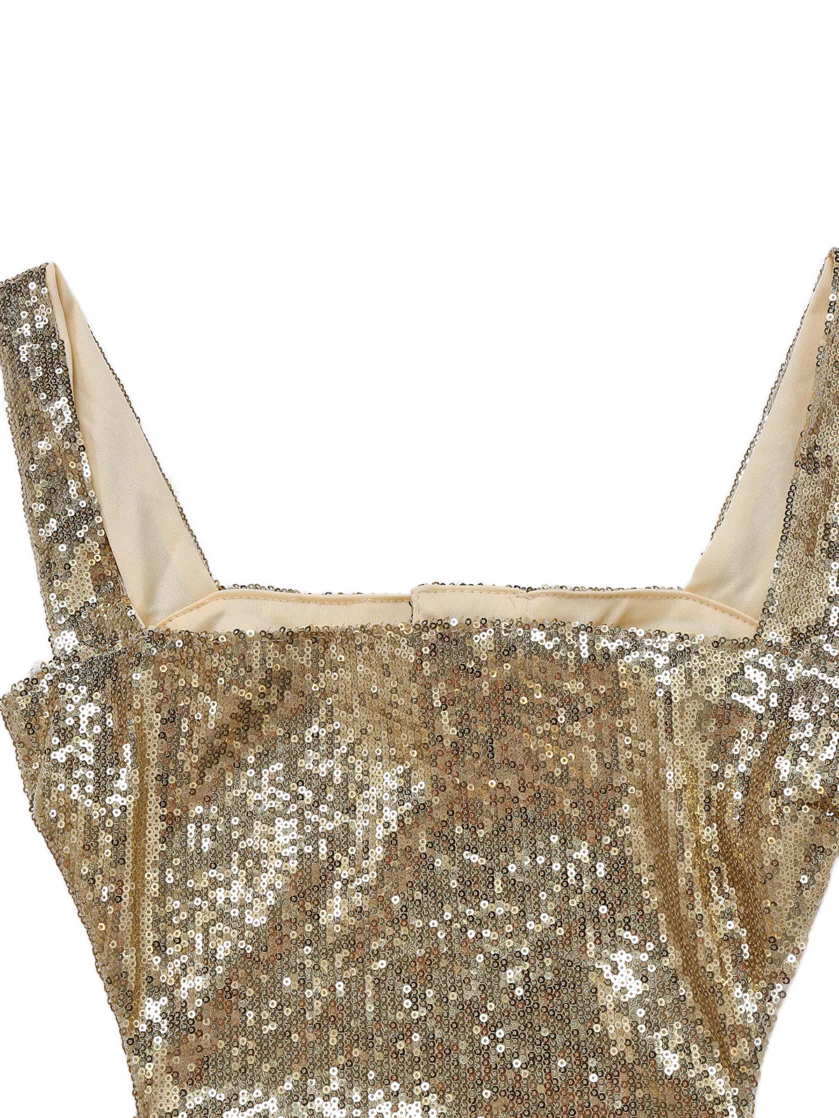 Gold Sequined Backless Evening Maxi Dress - Image 5