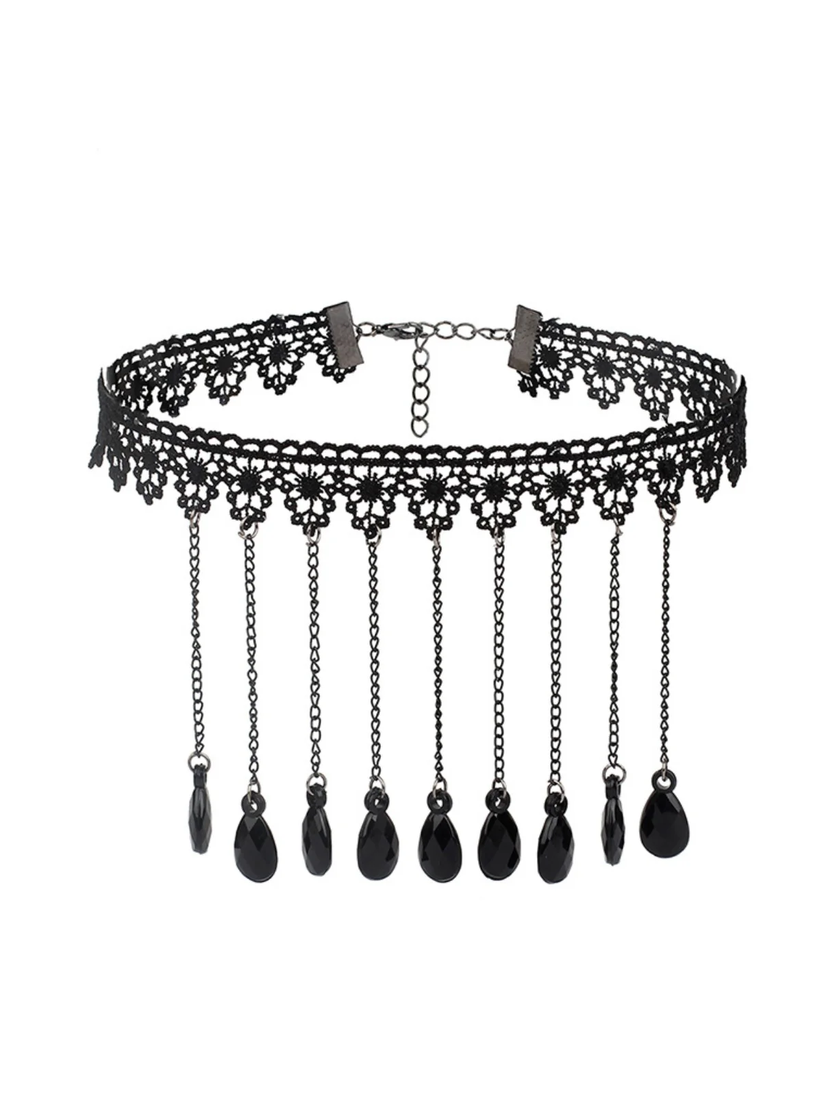 Gothic 3D Rose & Embroidered Lace Choker Necklace - Image 5