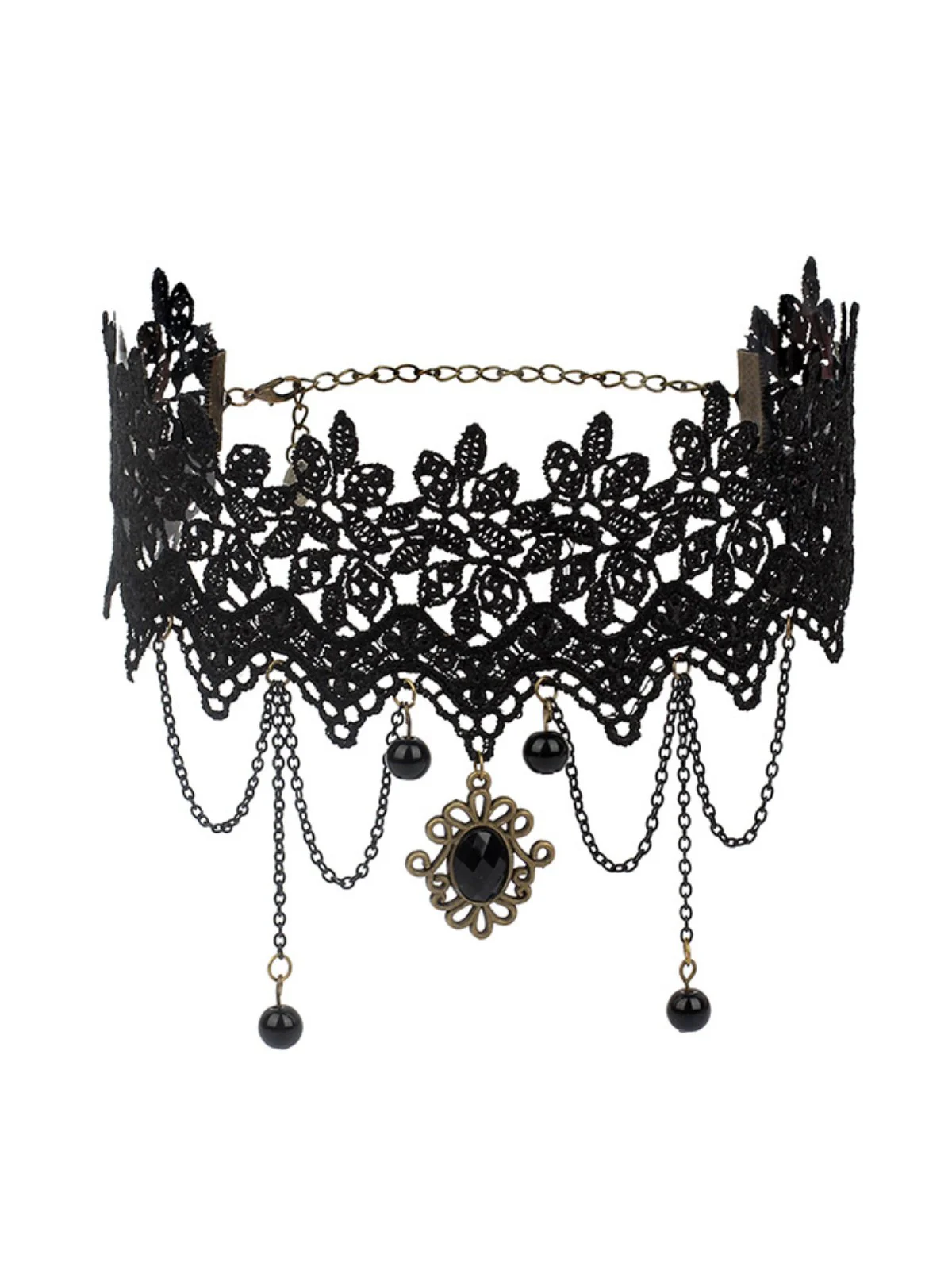 Gothic 3D Rose & Embroidered Lace Choker Necklace - Image 8