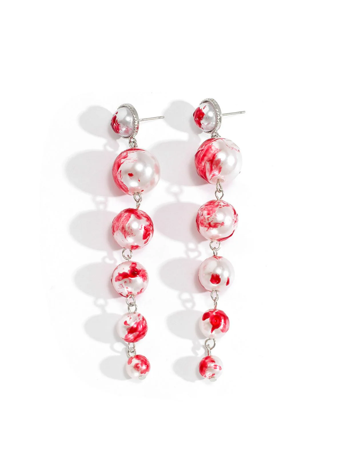 Gothic Blood Pearl Tassel Earrings - Image 5