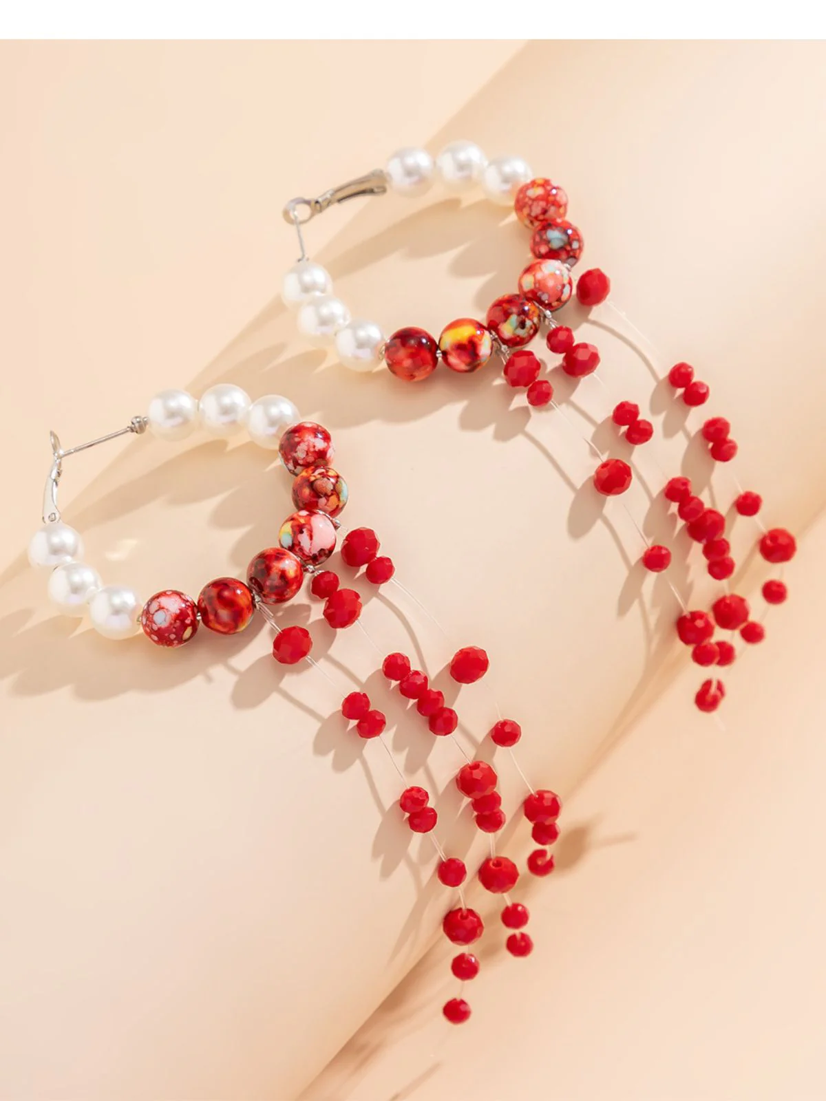 Gothic Blood Pearl Tassel Earrings - Image 9