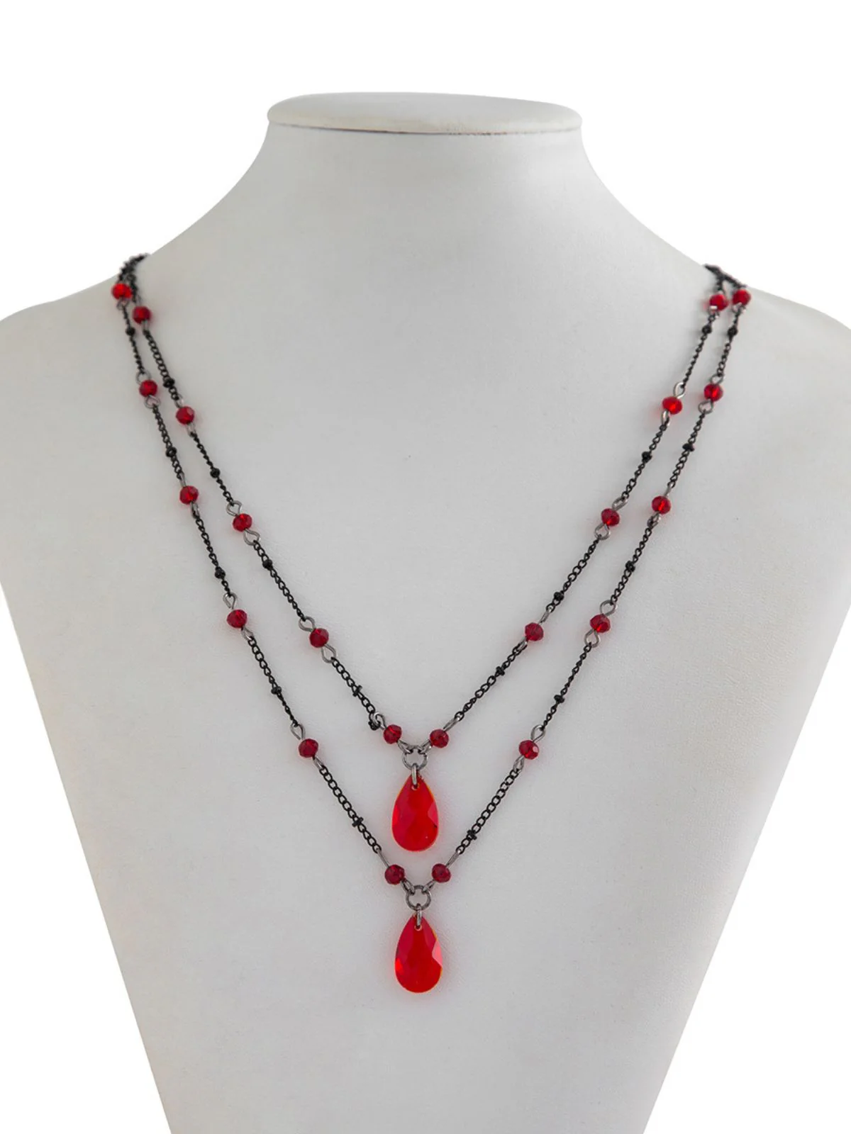 Gothic Double Layer Red Crystal Necklace - Image 5
