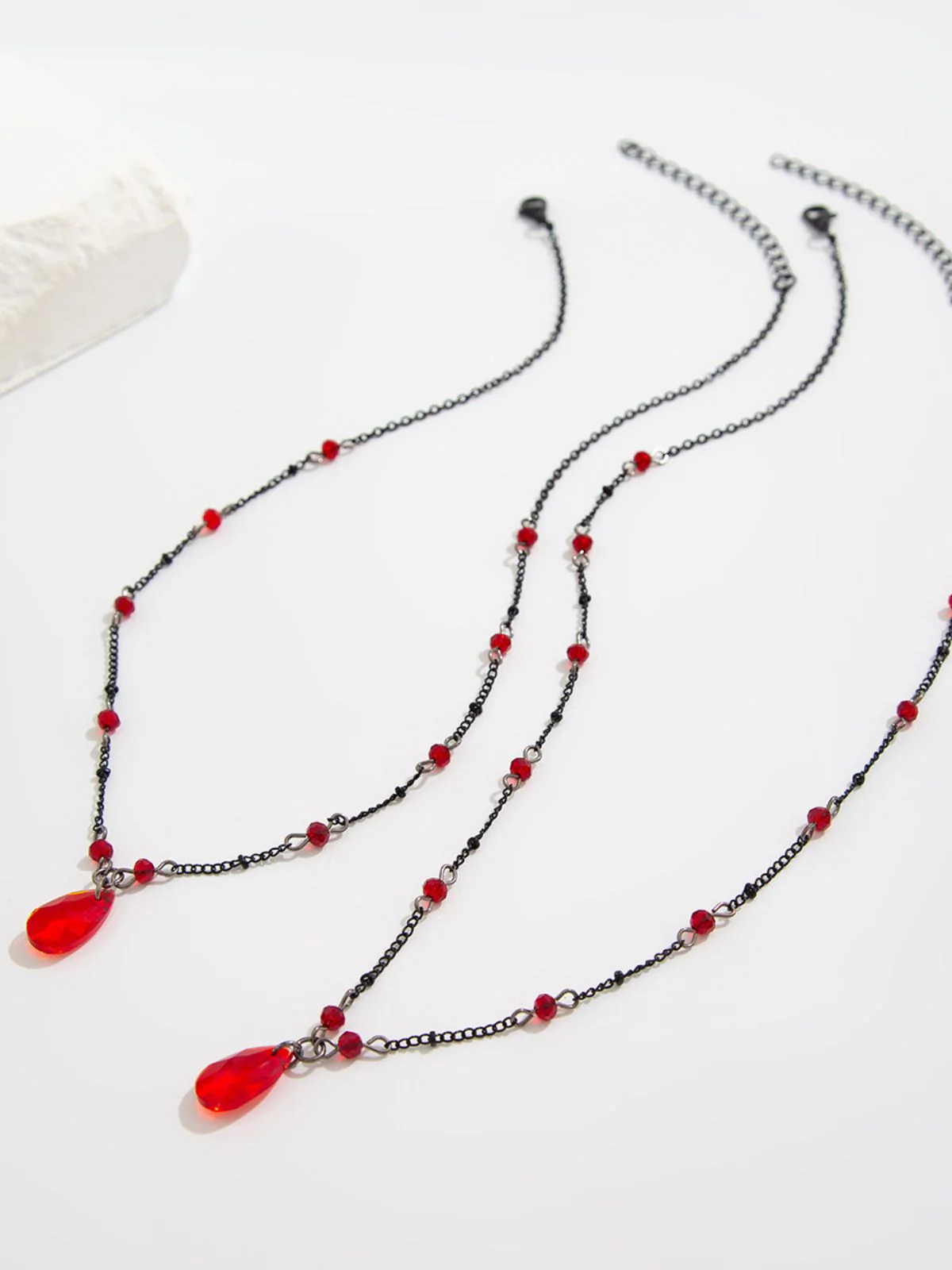 Gothic Double Layer Red Crystal Necklace - Image 6