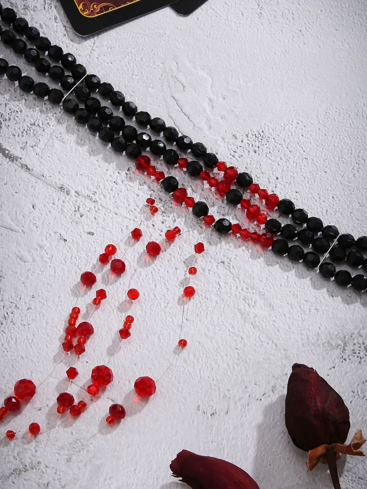 Gothic Multi-Layered Beaded Blooddrop Pendant Necklace - Image 7