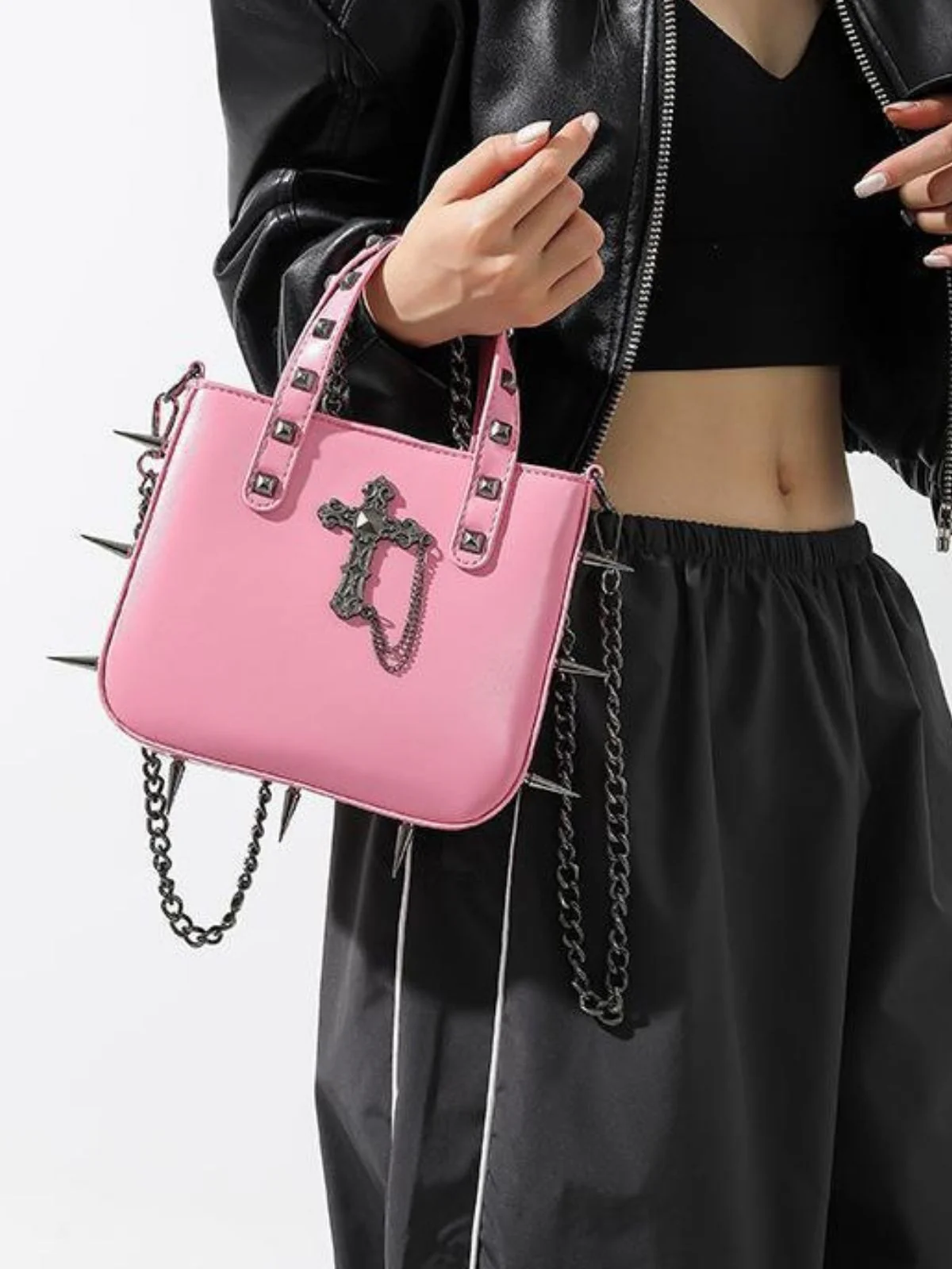 Gothic PU Leather Punk Studded Handbag - Image 5