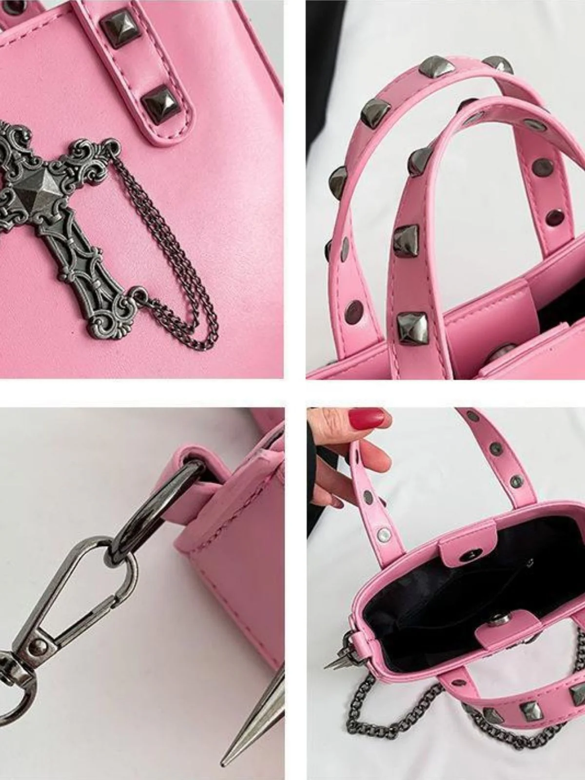 Gothic PU Leather Punk Studded Handbag - Image 6
