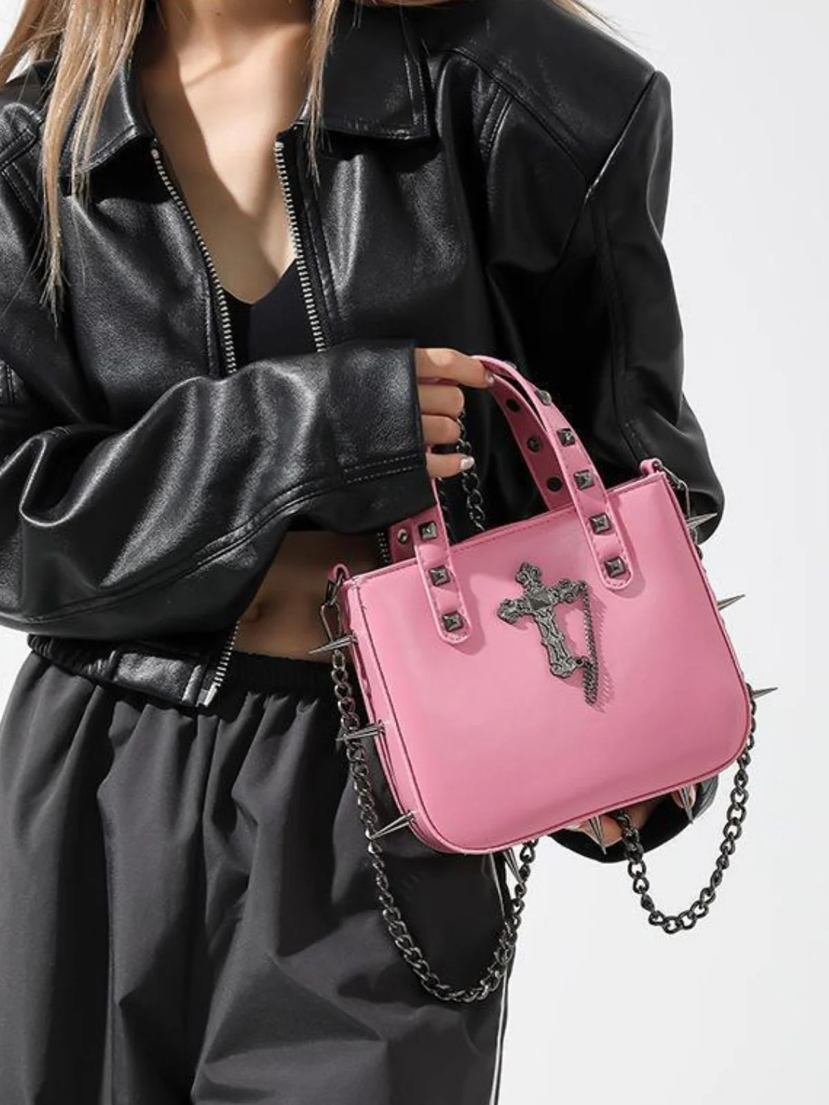 Gothic PU Leather Punk Studded Handbag - Image 7