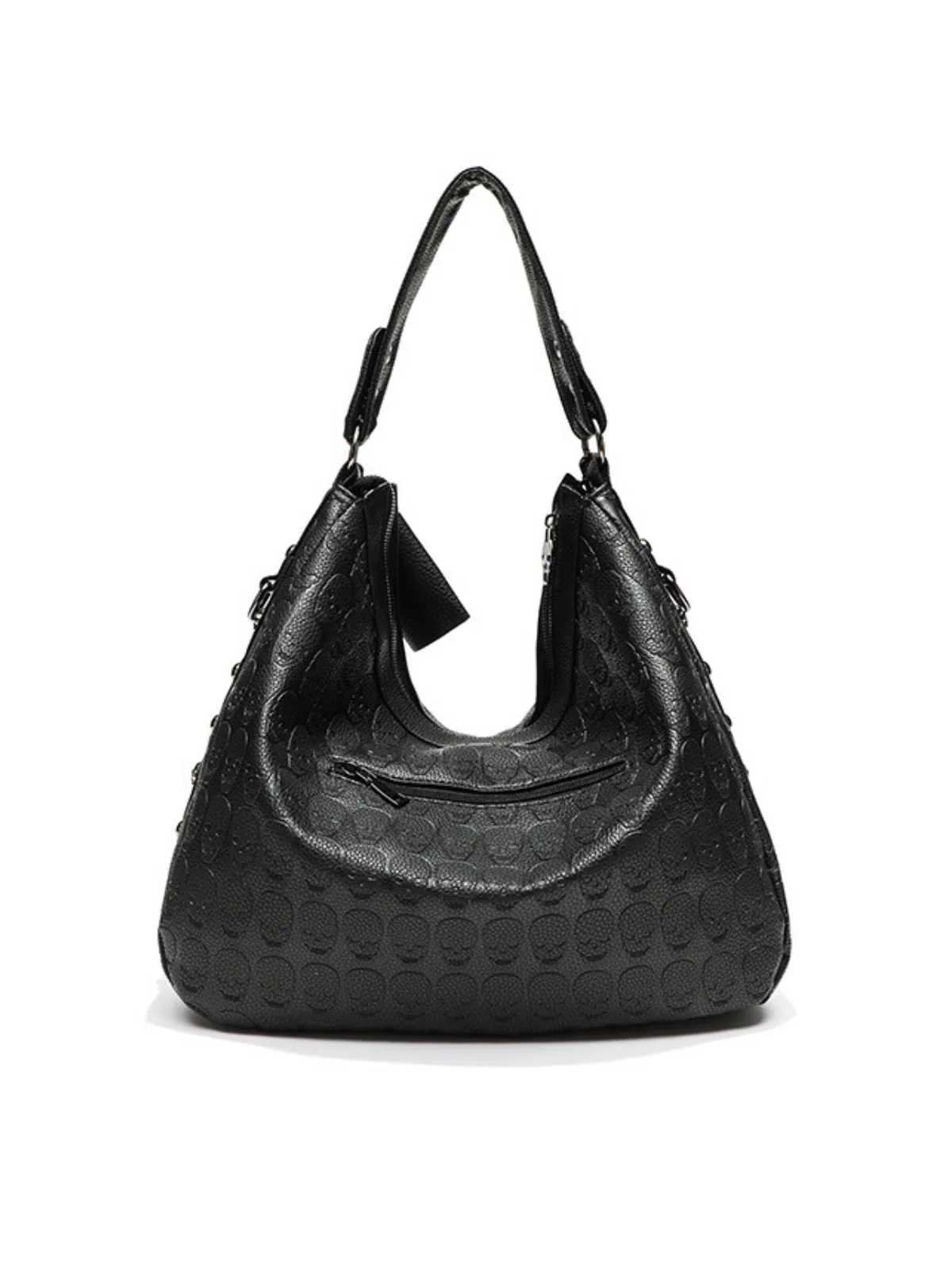 Gothic Skull Studded Chain Hobo Bag - Image 4