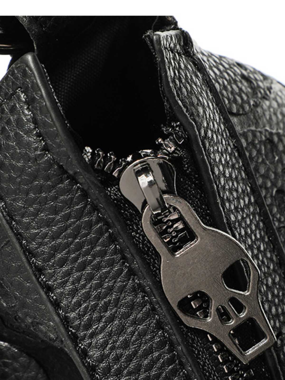 Gothic Skull Studded Chain Hobo Bag - Image 5