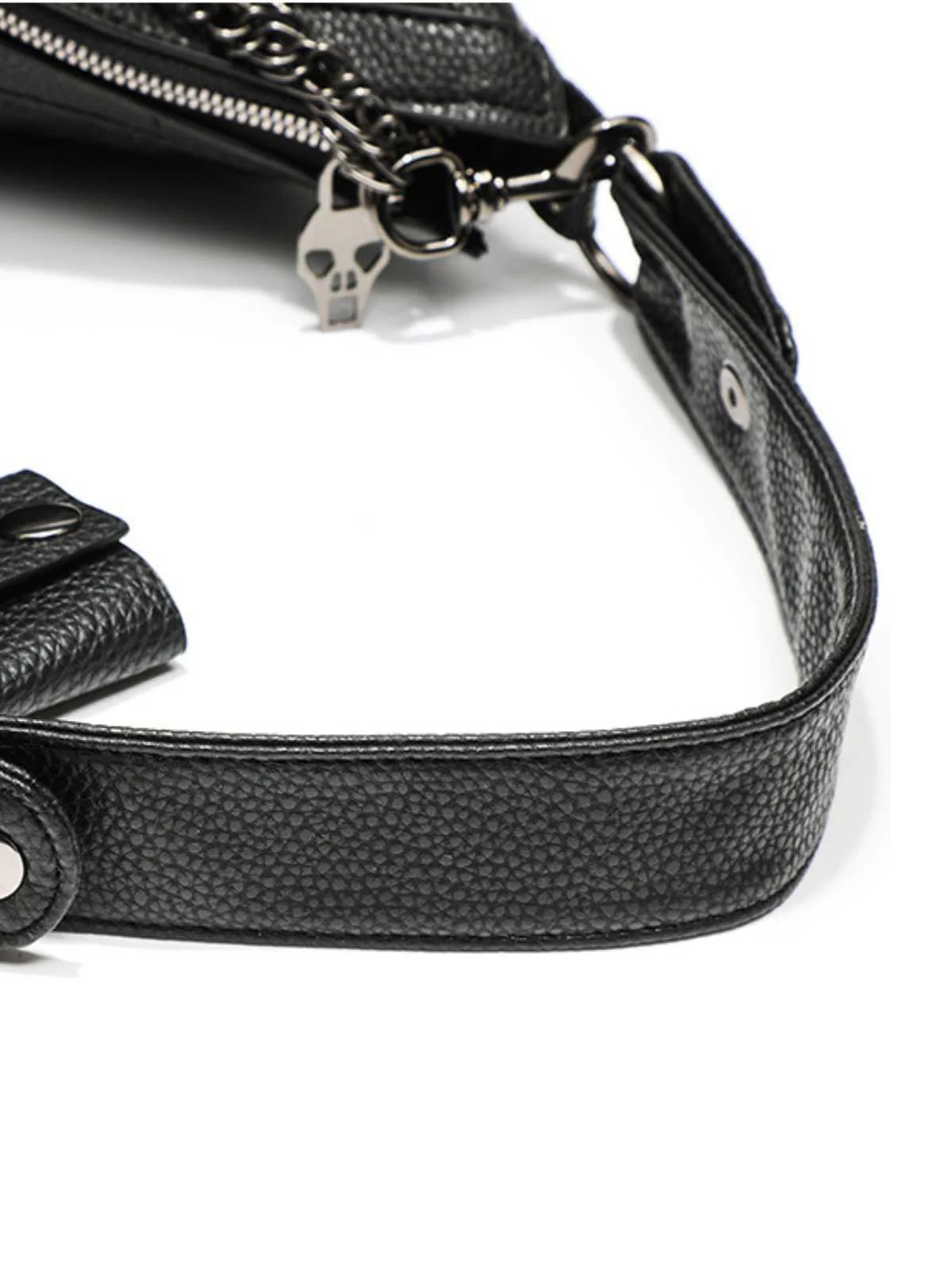 Gothic Skull Studded Chain Hobo Bag - Image 6