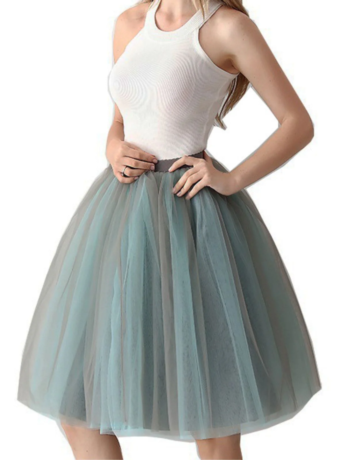 Gradient 1950s Ribbon Belt Mesh Underskirt Petticoat - Image 12