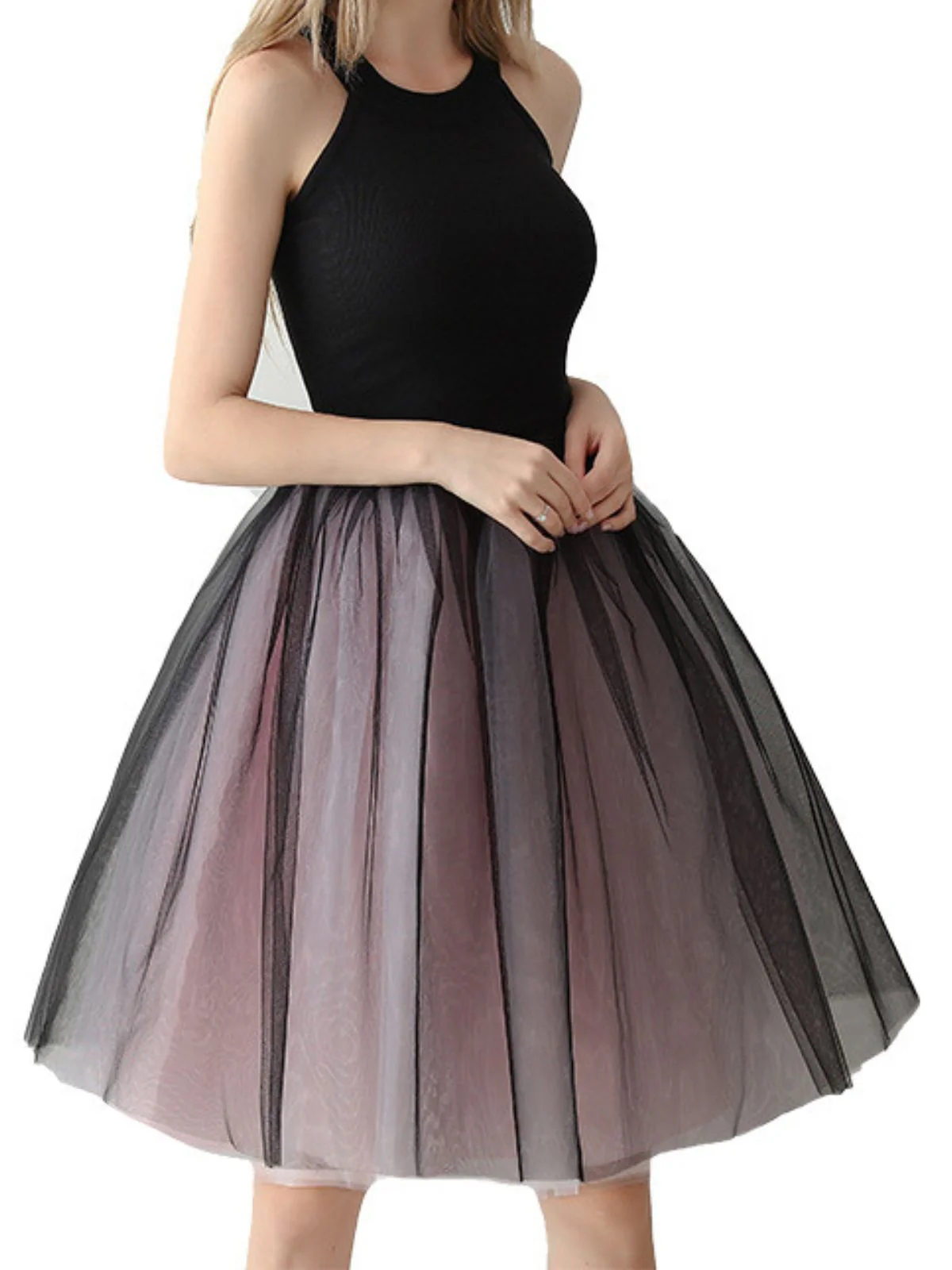 Gradient 1950s Ribbon Belt Mesh Underskirt Petticoat - Image 8