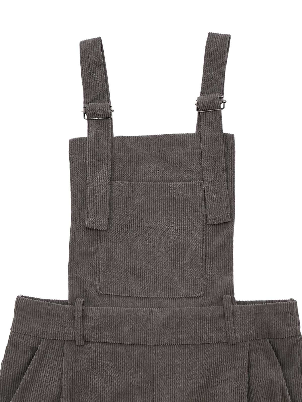 Gray 1940s Corduroy Wide-Leg Overall Jumpsuit - Image 4