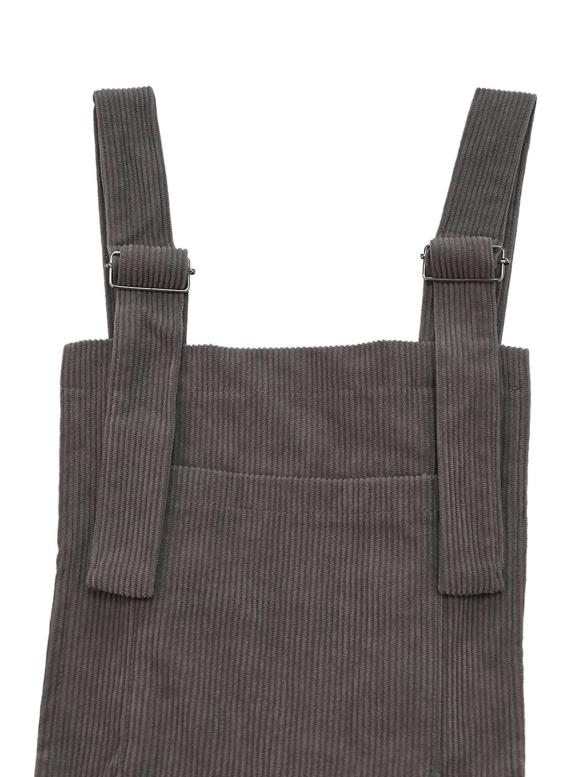 Gray 1940s Corduroy Wide-Leg Overall Jumpsuit - Image 7