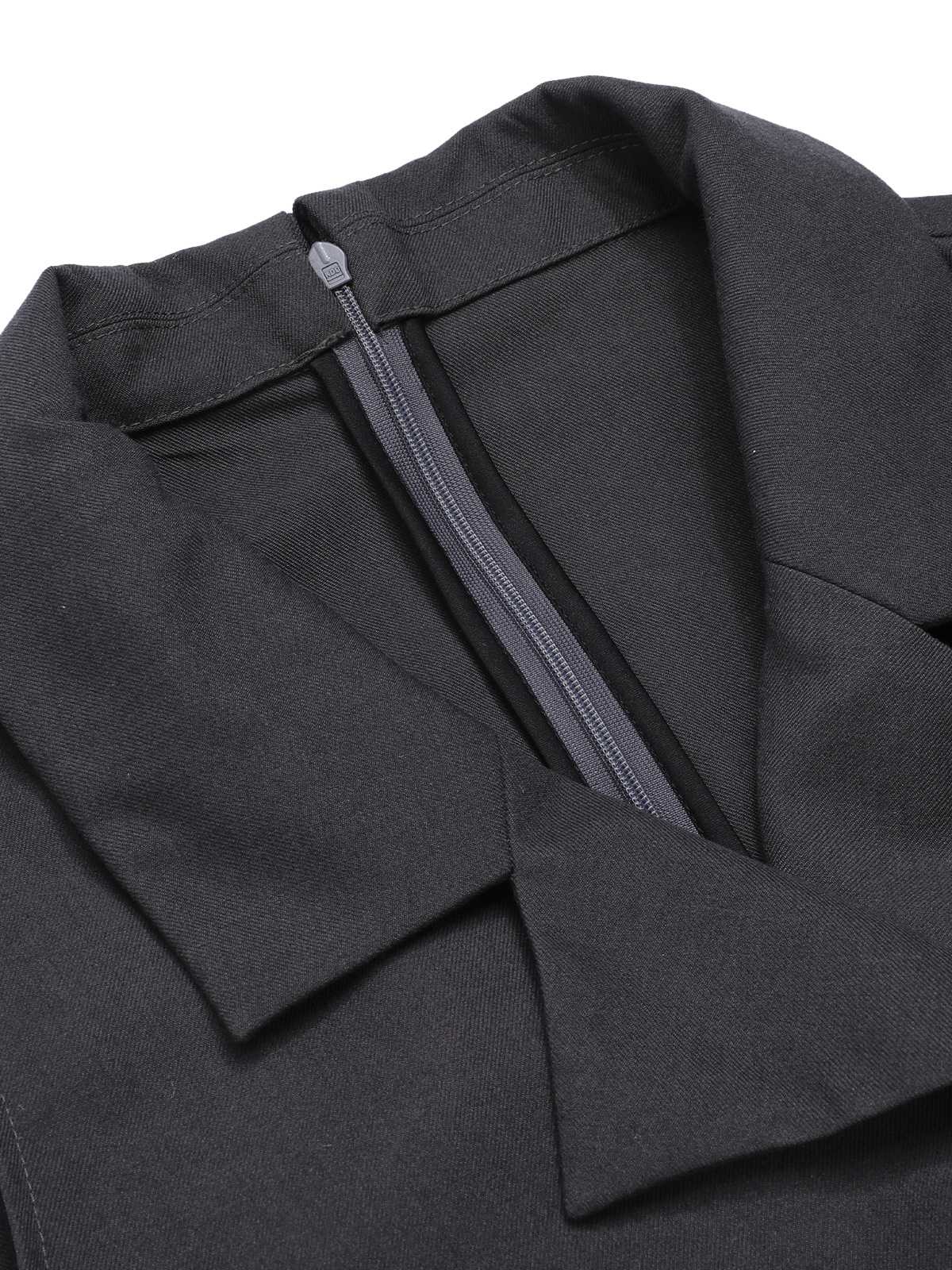 Gray 1940s V-Neck Lapel Lace-Patchwork Jumpsuit - Image 5