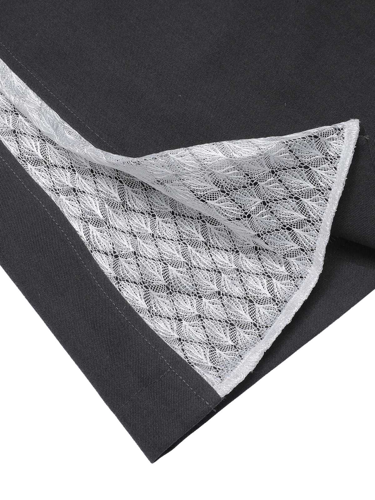 Gray 1940s V-Neck Lapel Lace-Patchwork Jumpsuit - Image 6