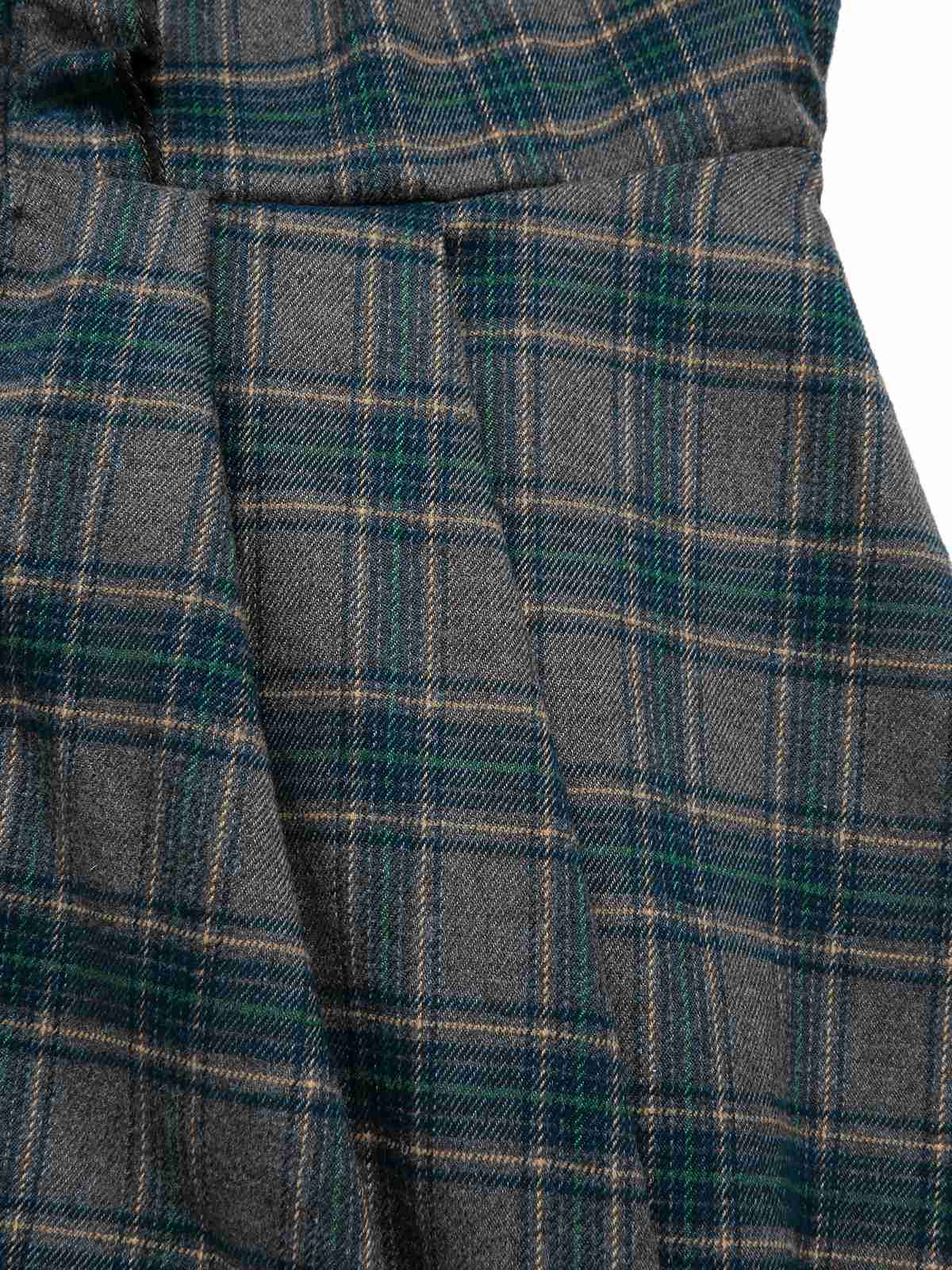 Gray 1950s Plaid V-Neck Sleeveless Ruffled Dress - Image 7