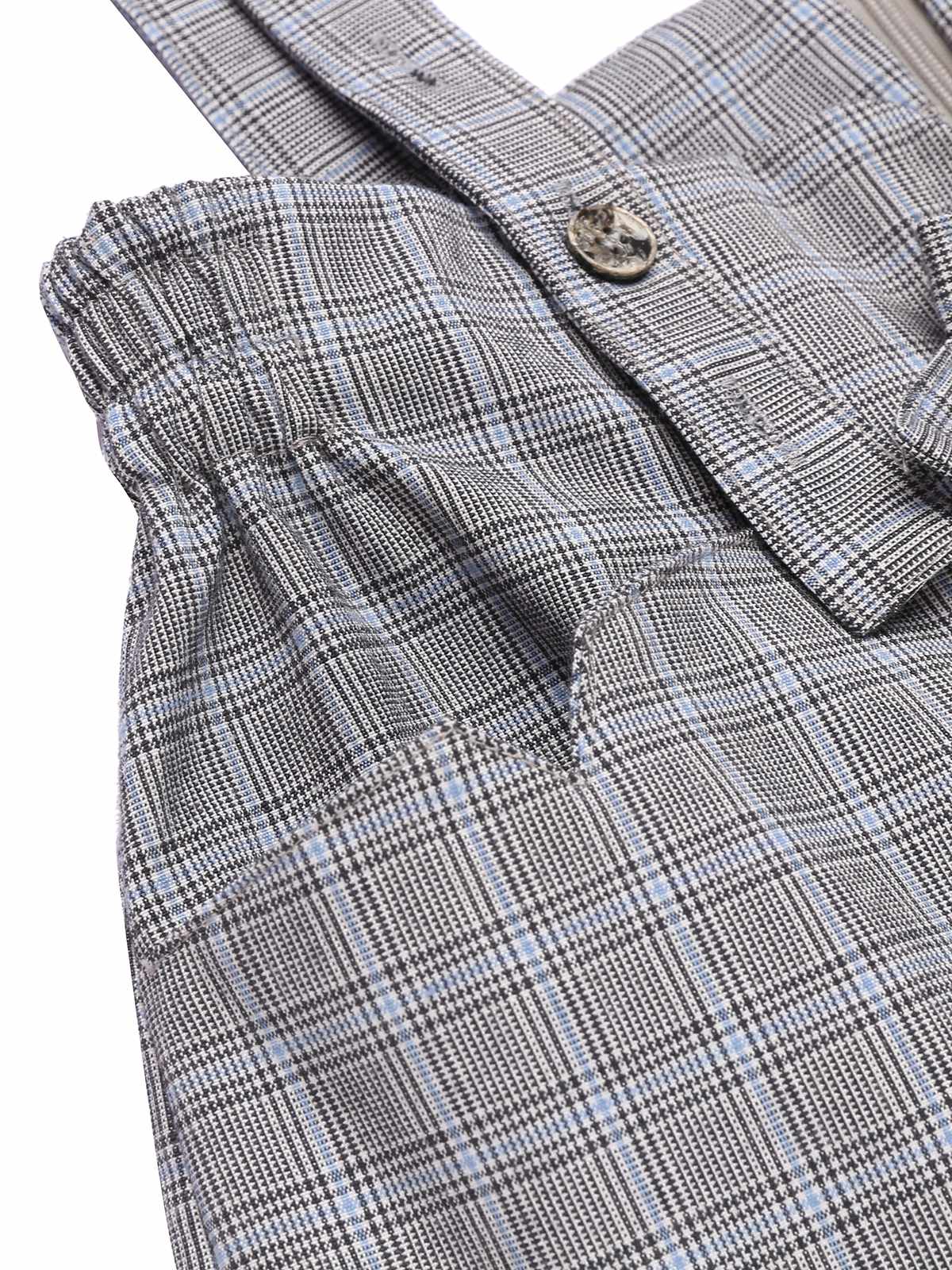 Gray 1950s Plaids Suspender Pants - Image 6