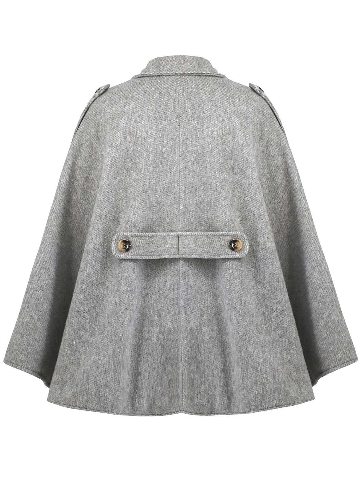 Gray 1950s Solid Notched Collar Belted Cloak Coat - Image 3