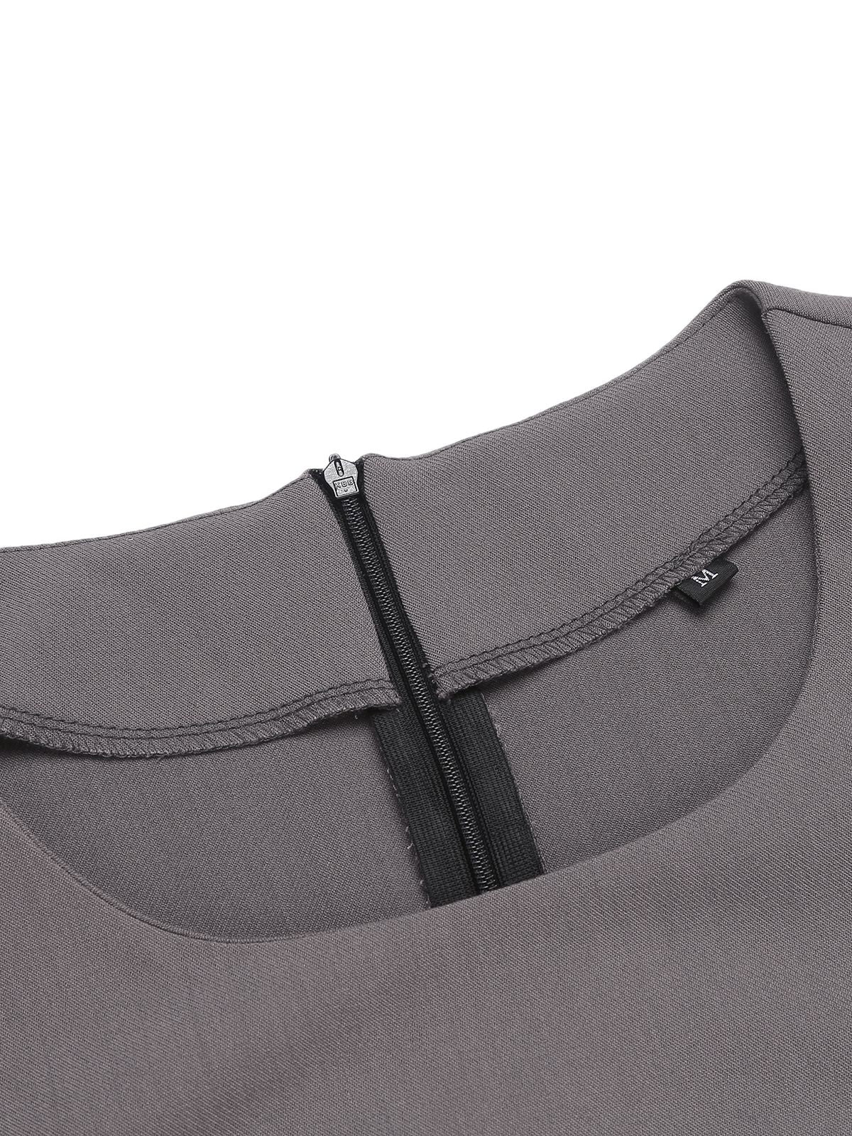 Gray 1960s Belt Solid Pencil Dress - Image 5