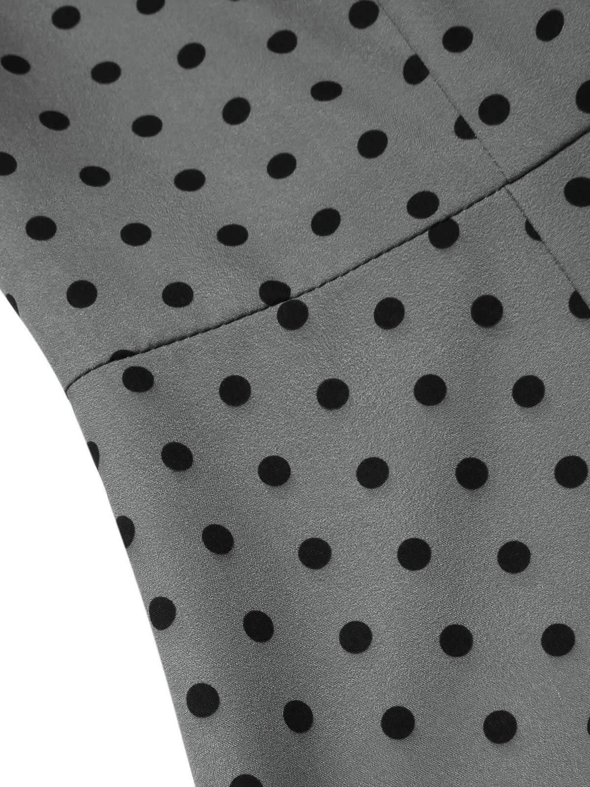 Gray 1960s Boat Neck Polka Dots Pencil Dress - Image 6
