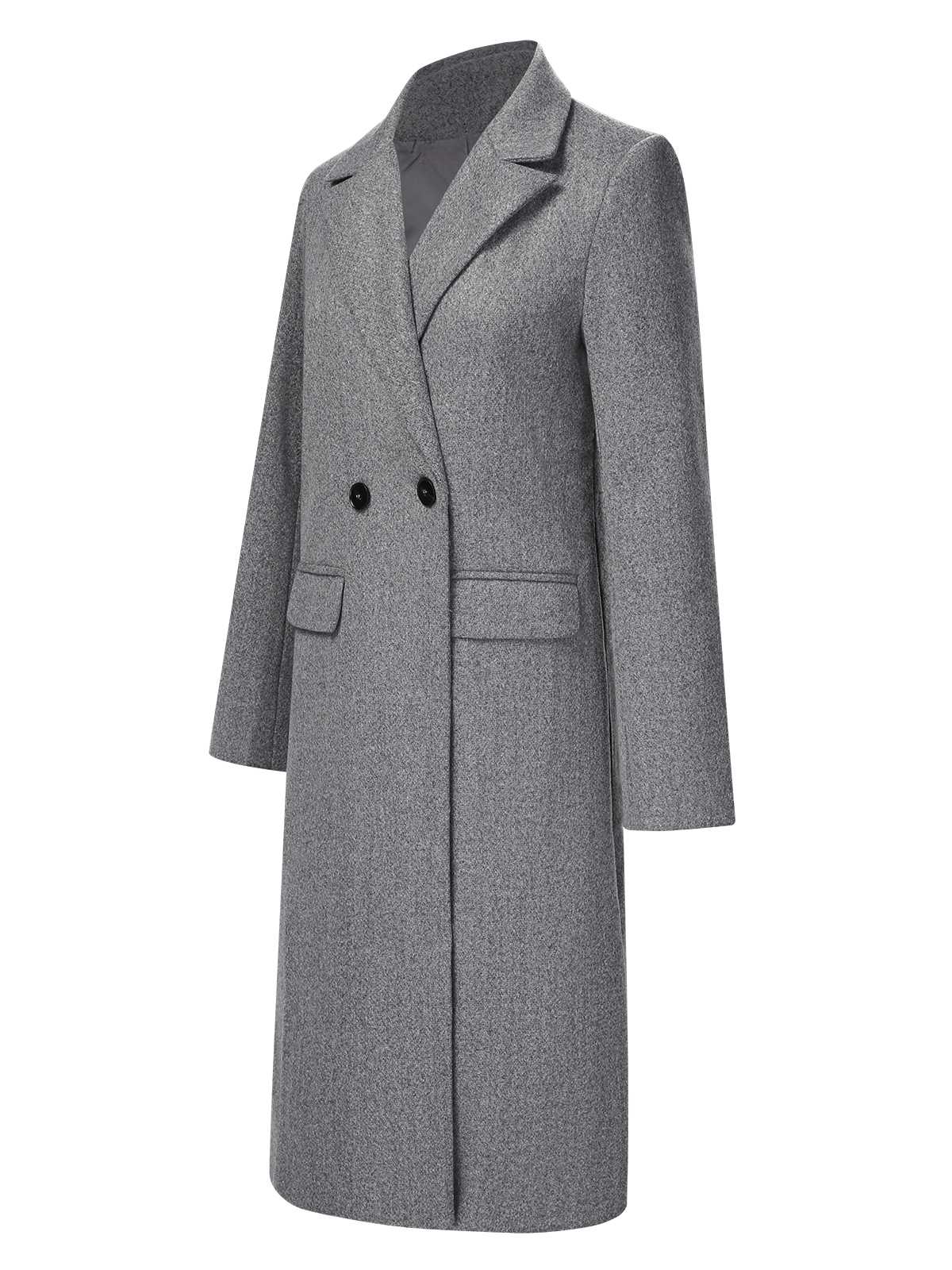 Gray 1960s Over Knee Lapel Coat - Image 3