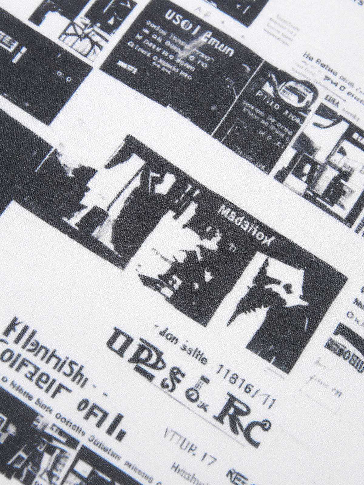 Gray 1970s Spaghetti Straps Cowl Neck Newspaper Dress - Image 7